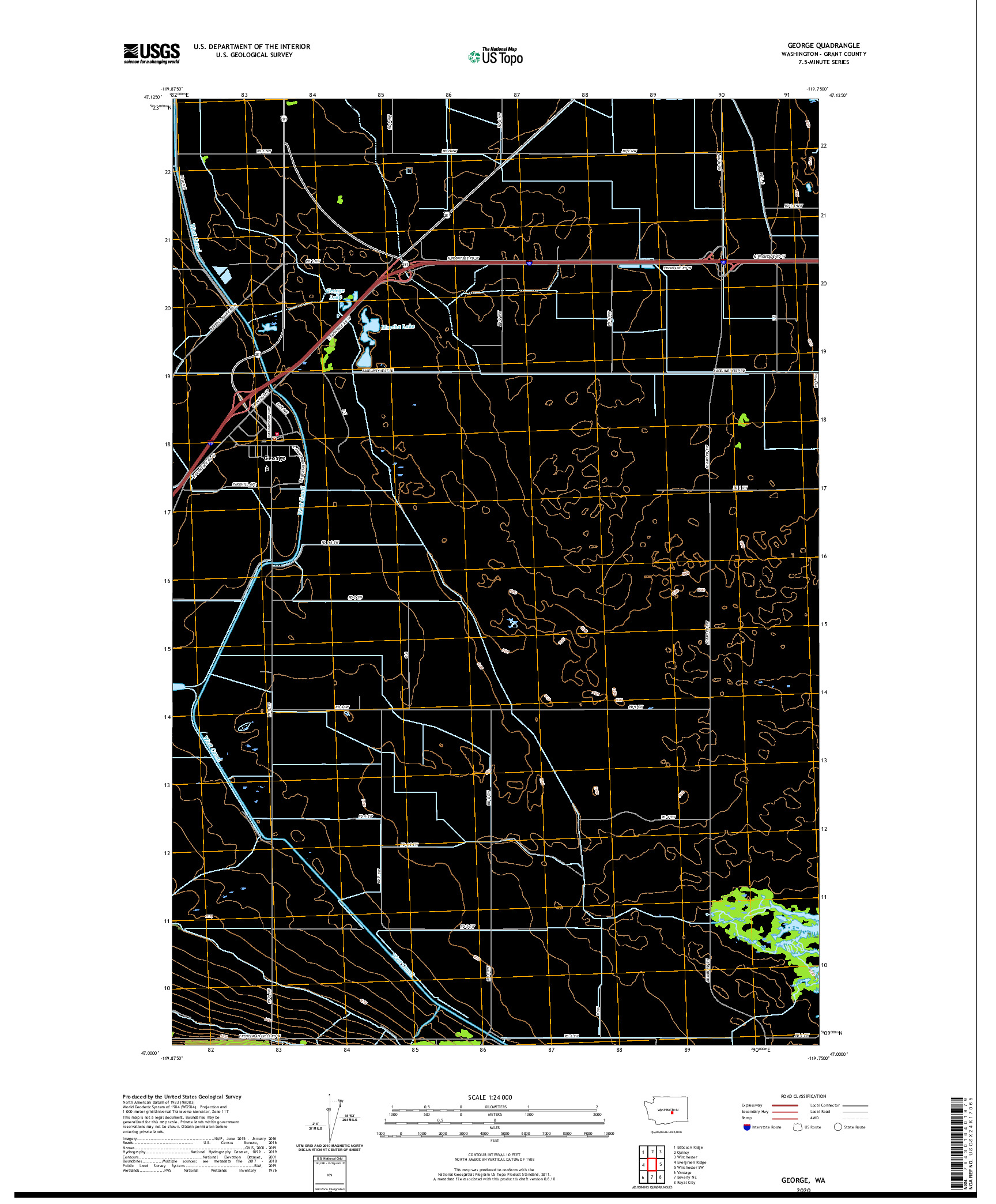 USGS US TOPO 7.5-MINUTE MAP FOR GEORGE, WA 2020