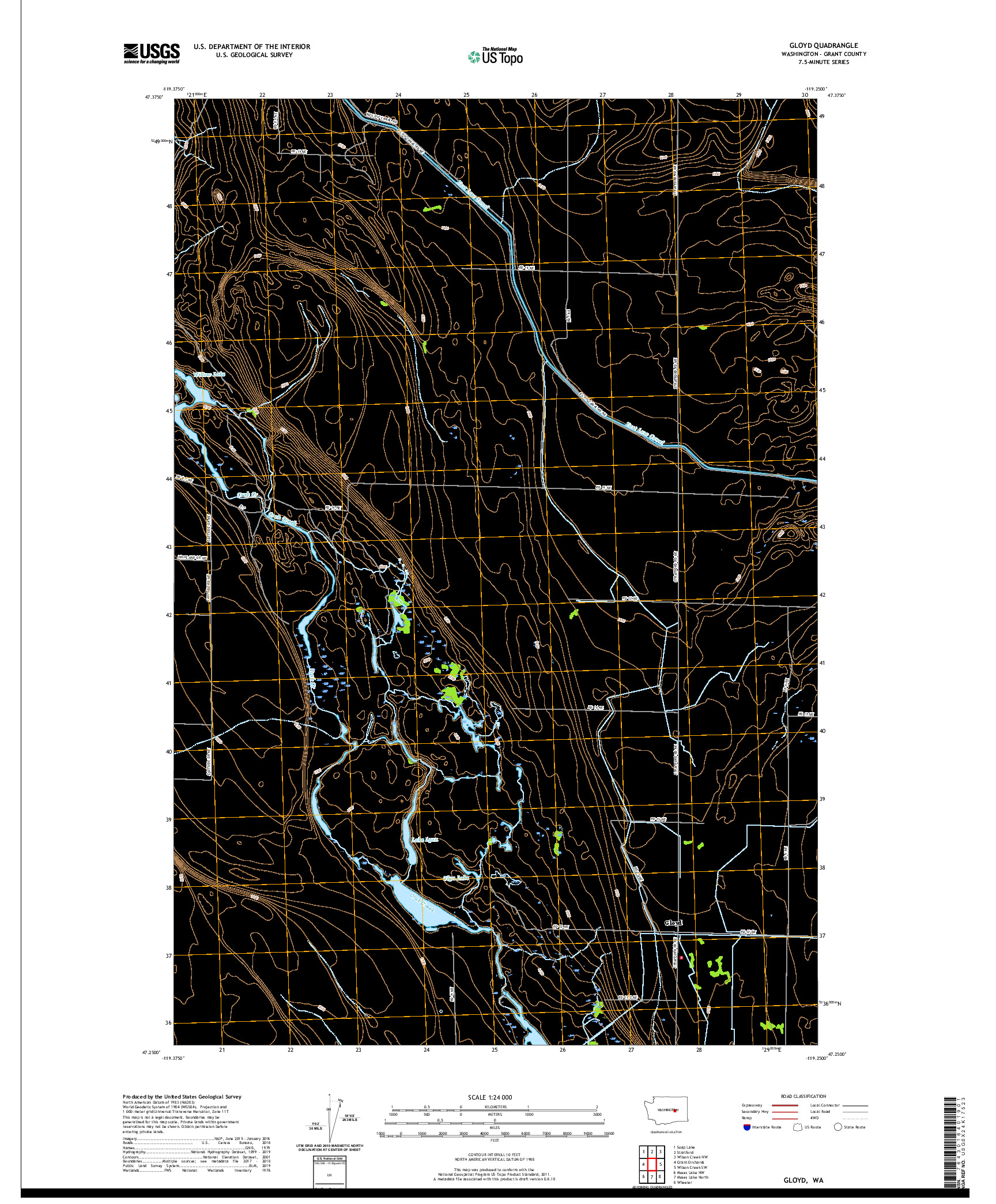 USGS US TOPO 7.5-MINUTE MAP FOR GLOYD, WA 2020