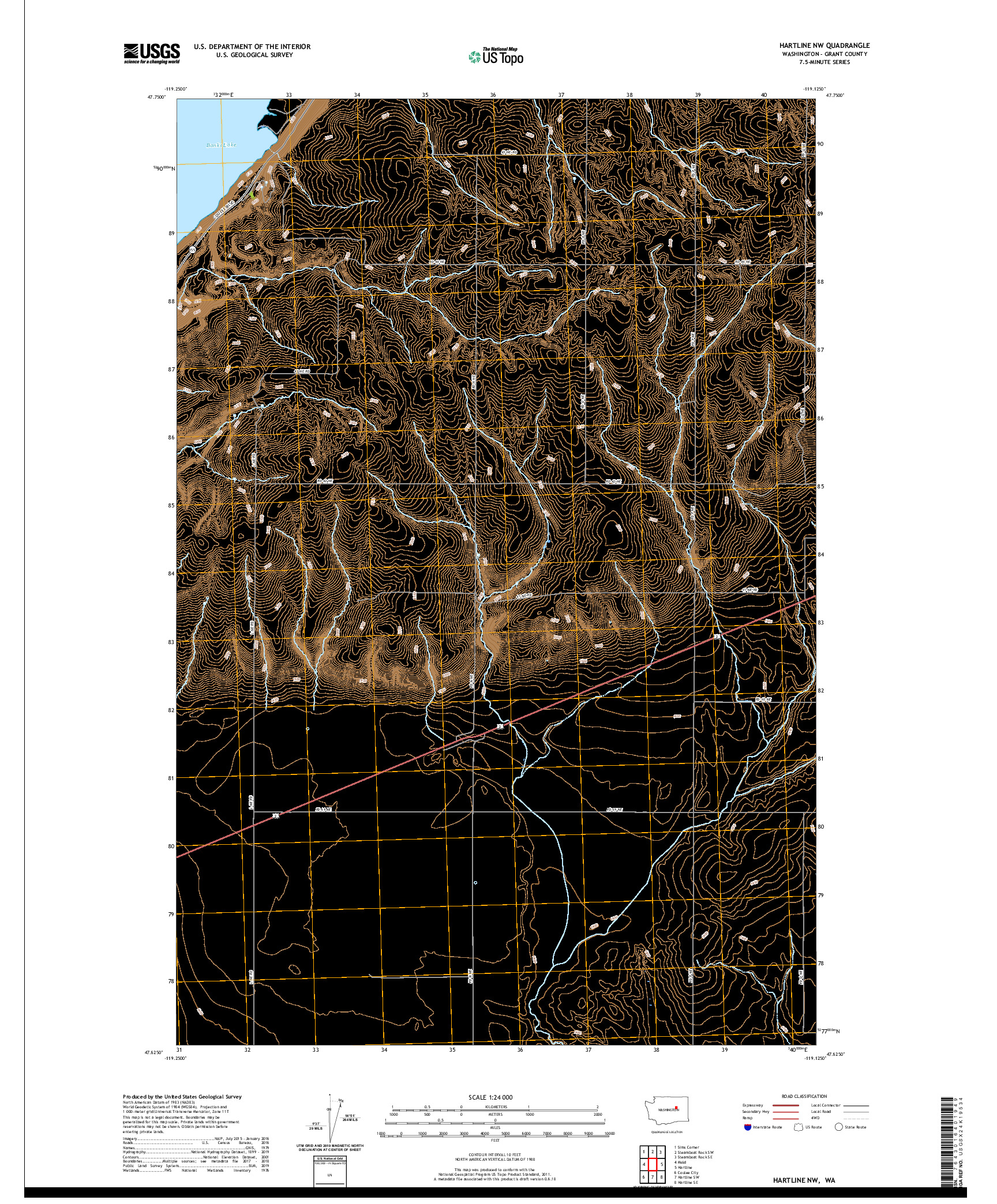 USGS US TOPO 7.5-MINUTE MAP FOR HARTLINE NW, WA 2020