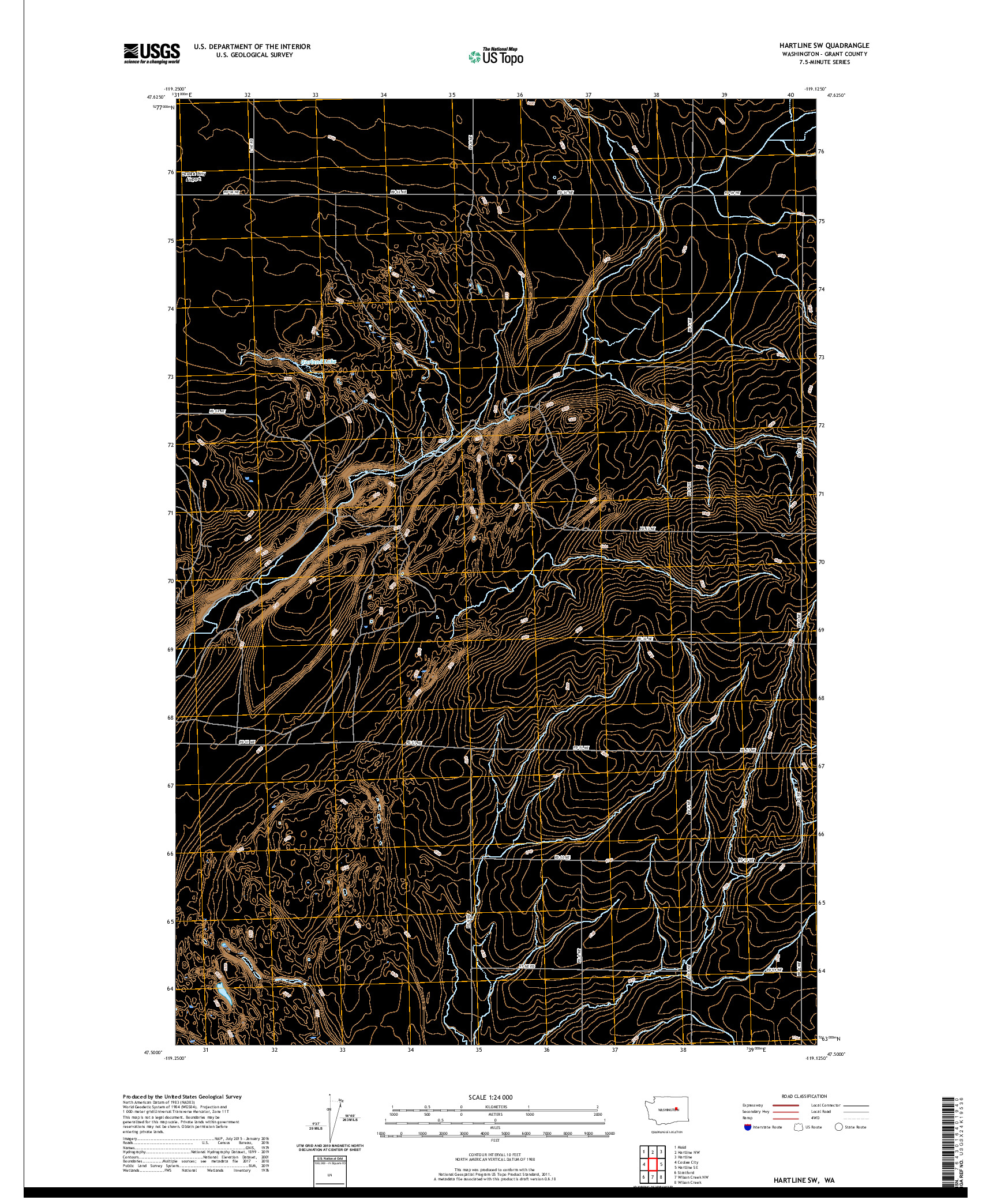 USGS US TOPO 7.5-MINUTE MAP FOR HARTLINE SW, WA 2020