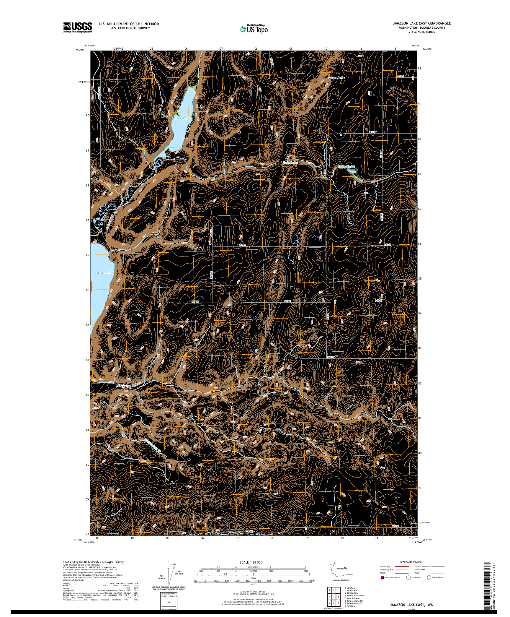 USGS US TOPO 7.5-MINUTE MAP FOR JAMESON LAKE EAST, WA 2020