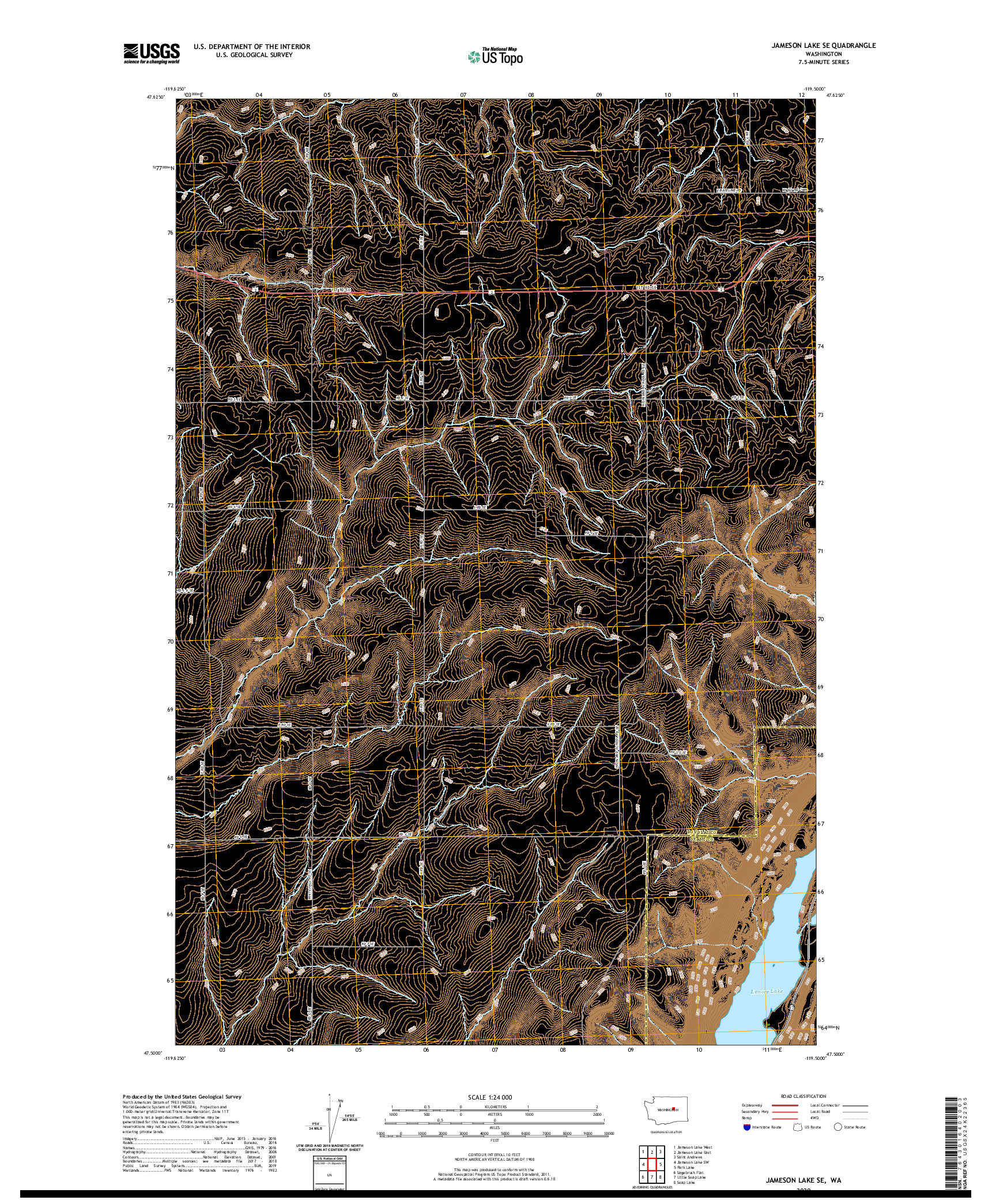 USGS US TOPO 7.5-MINUTE MAP FOR JAMESON LAKE SE, WA 2020