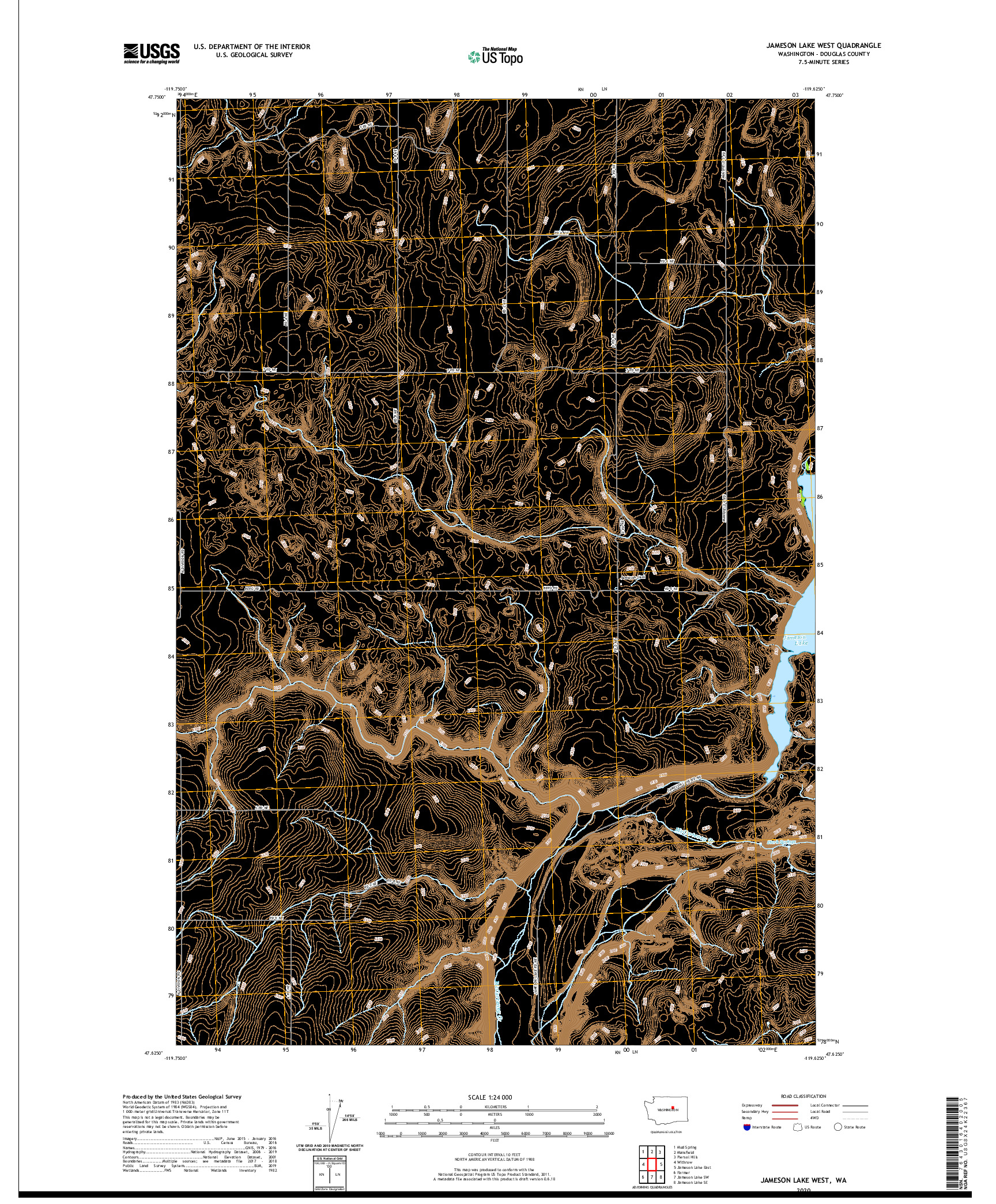 USGS US TOPO 7.5-MINUTE MAP FOR JAMESON LAKE WEST, WA 2020