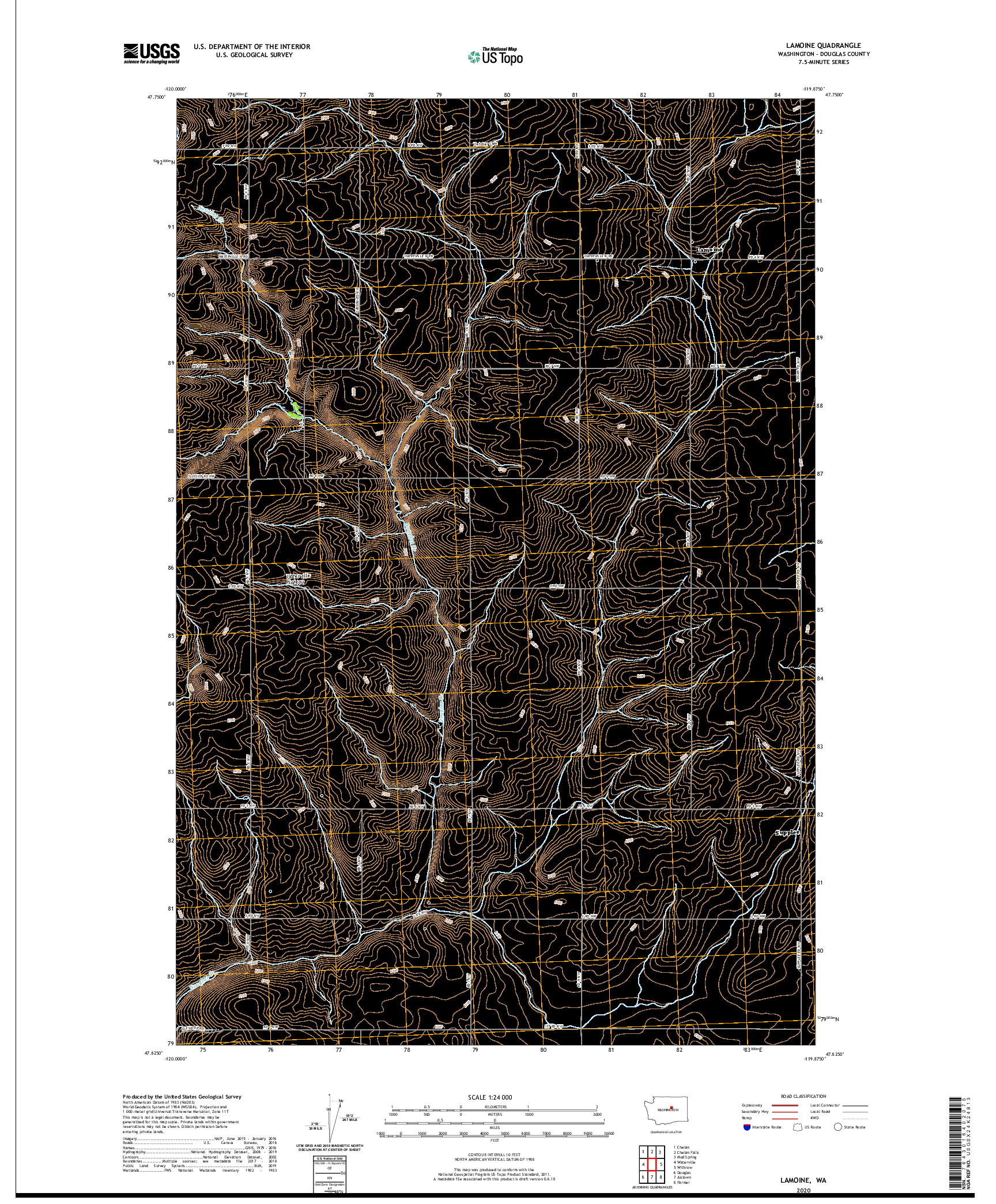 USGS US TOPO 7.5-MINUTE MAP FOR LAMOINE, WA 2020