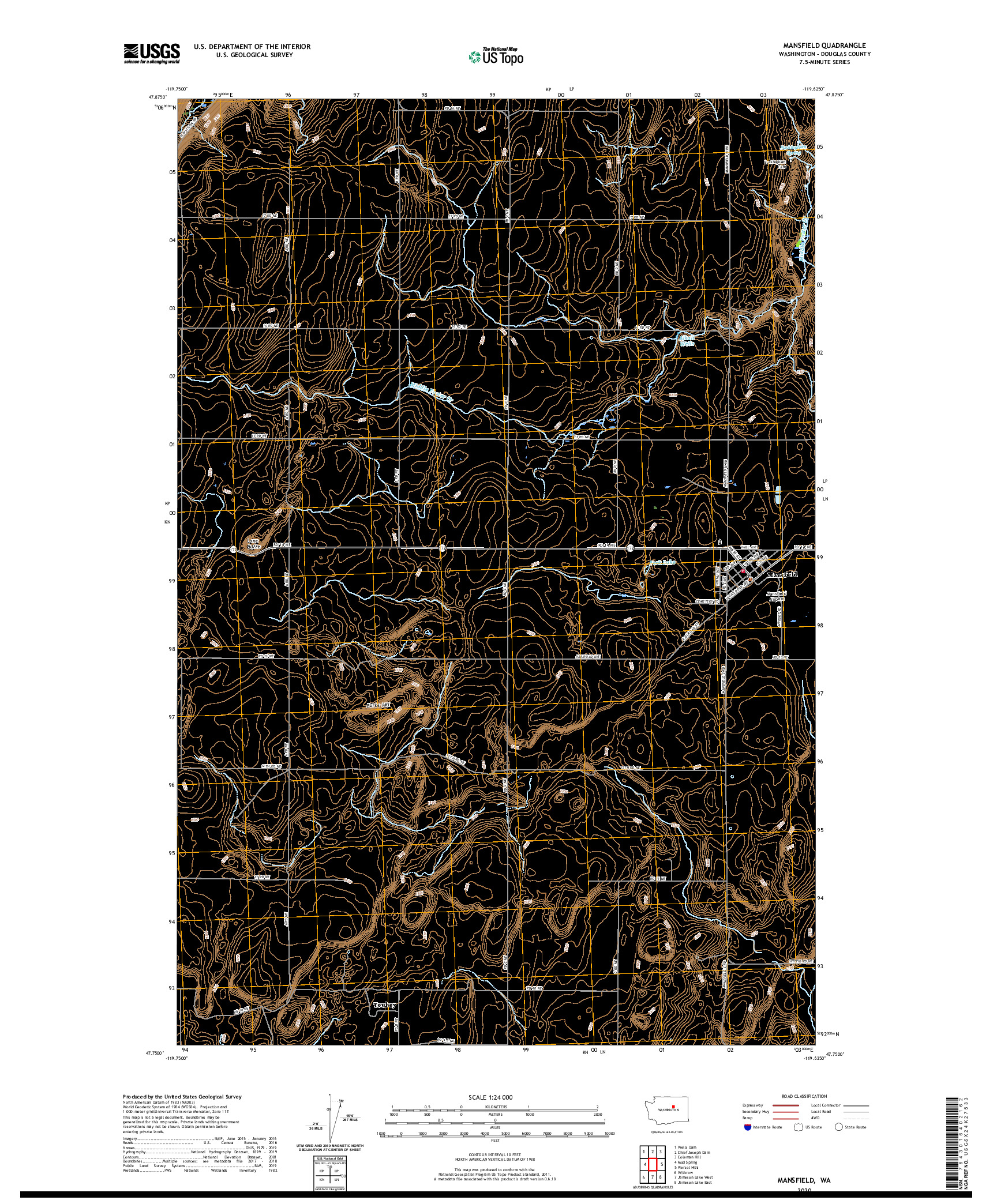 USGS US TOPO 7.5-MINUTE MAP FOR MANSFIELD, WA 2020