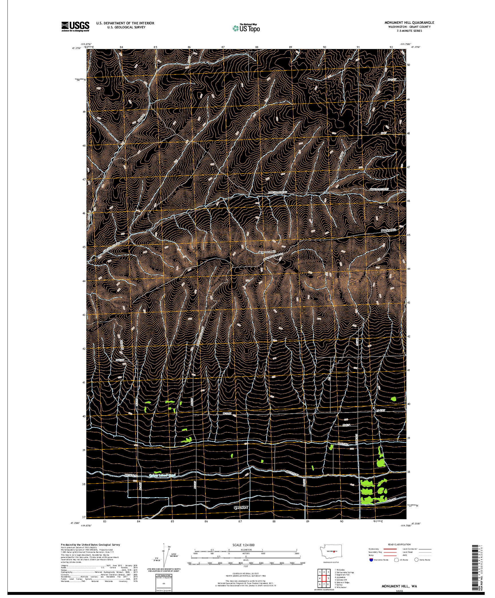 USGS US TOPO 7.5-MINUTE MAP FOR MONUMENT HILL, WA 2020