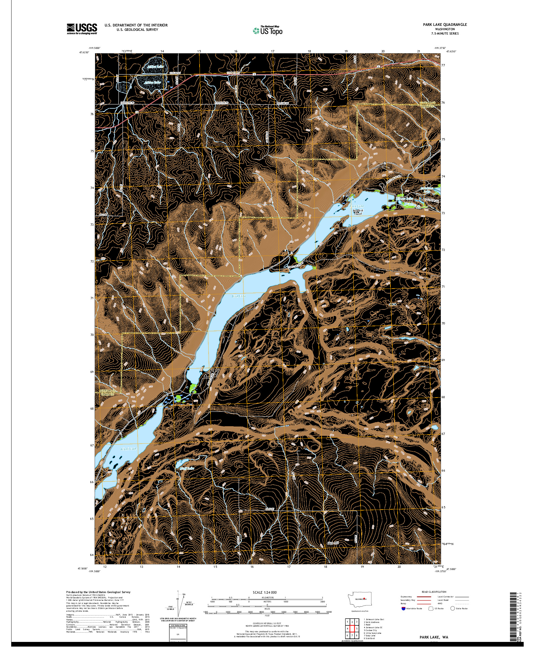 USGS US TOPO 7.5-MINUTE MAP FOR PARK LAKE, WA 2020