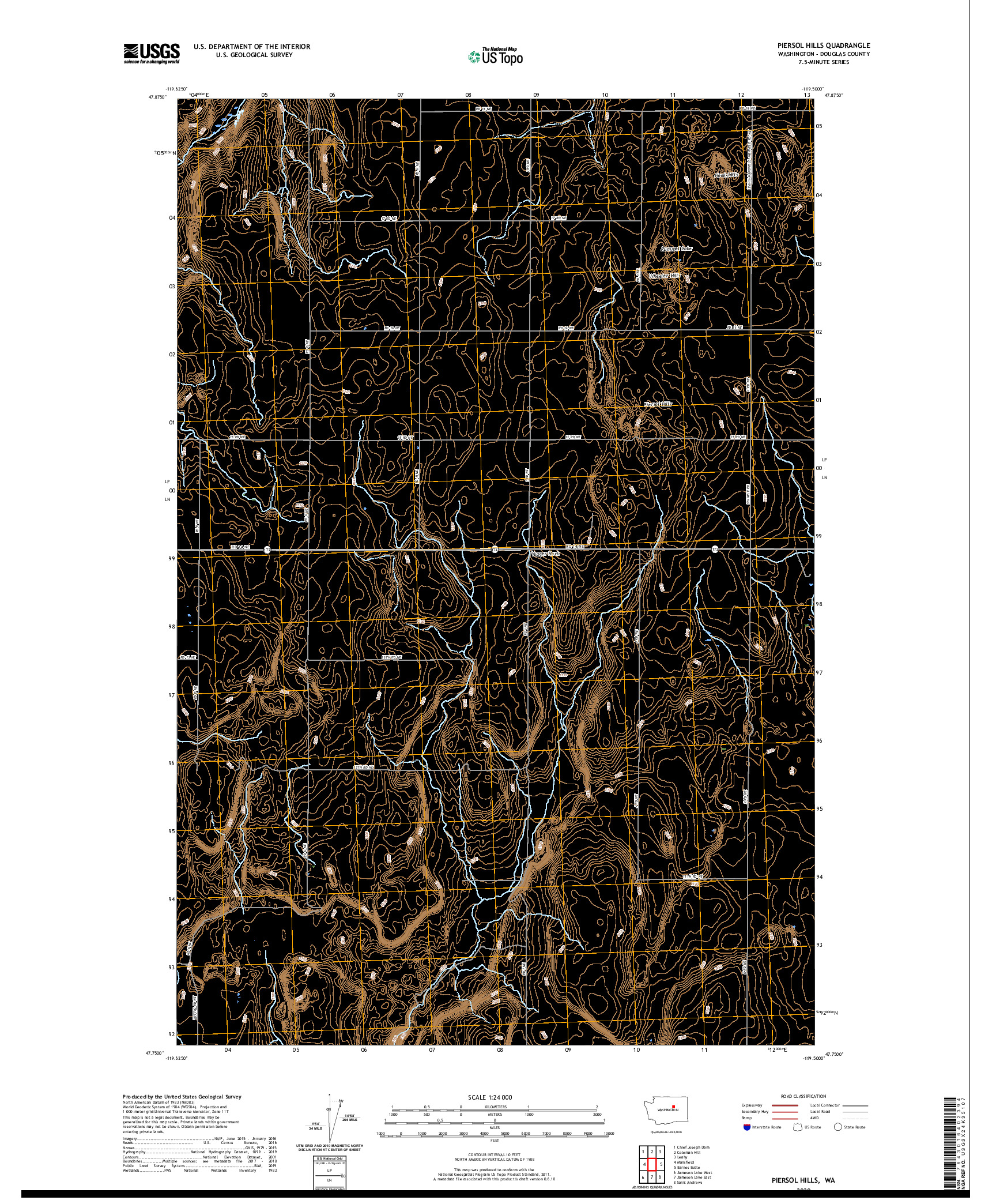 USGS US TOPO 7.5-MINUTE MAP FOR PIERSOL HILLS, WA 2020