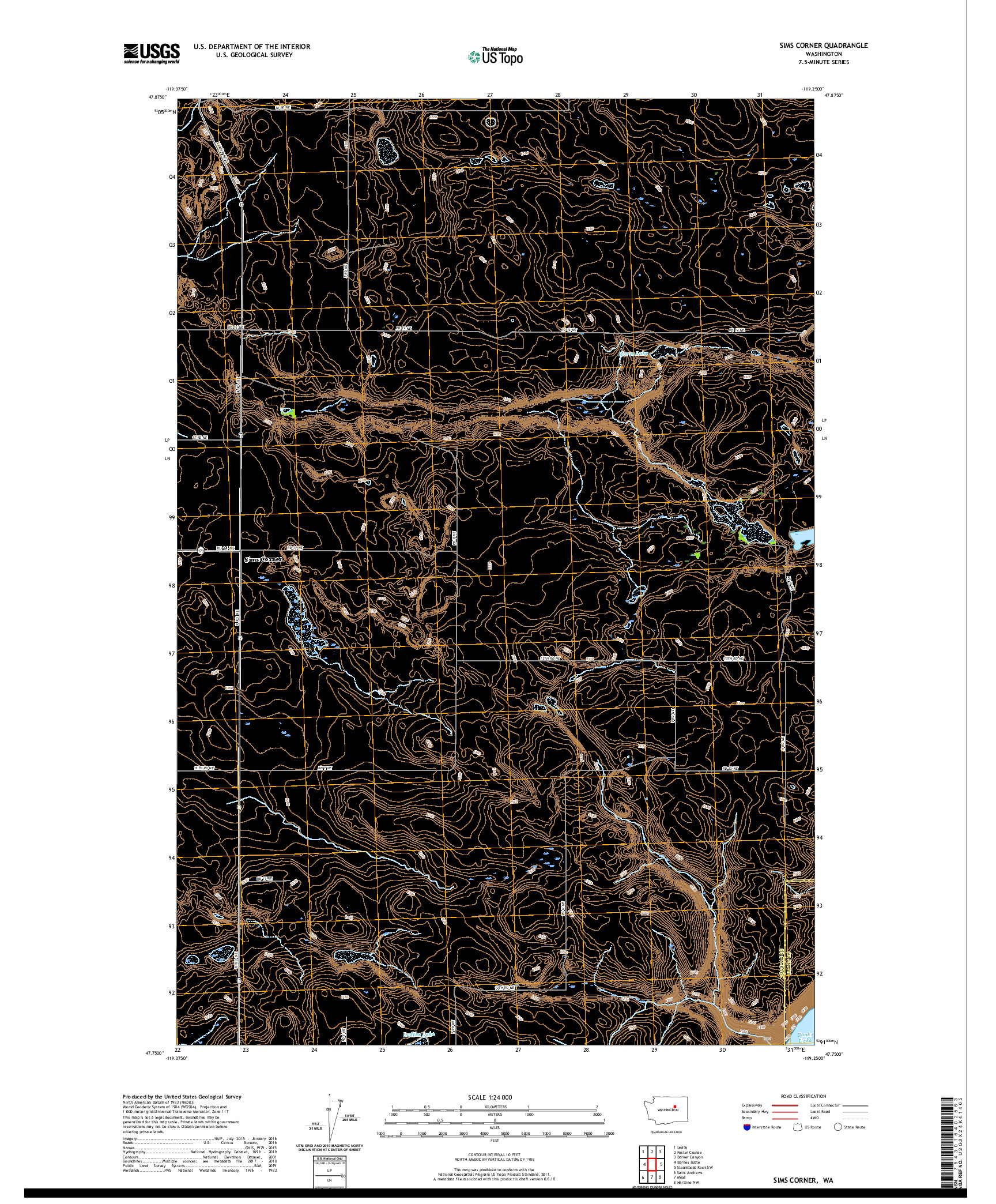 USGS US TOPO 7.5-MINUTE MAP FOR SIMS CORNER, WA 2020