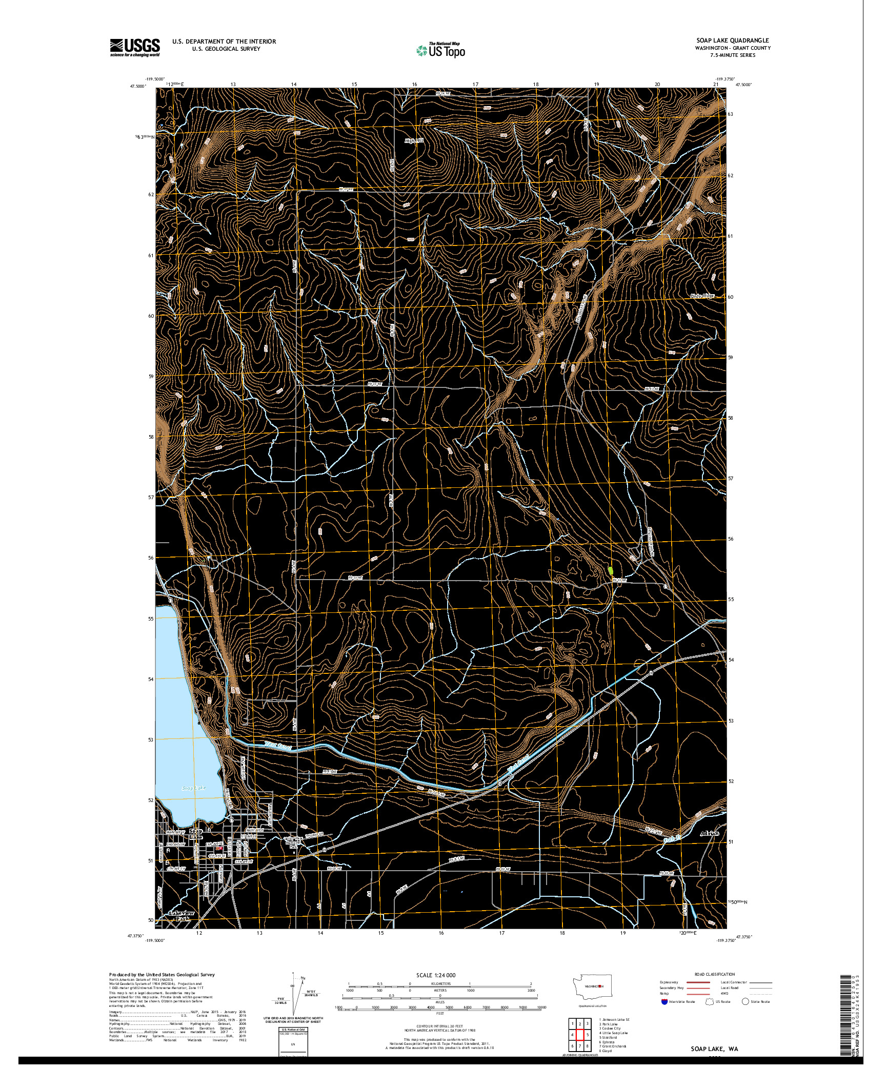 USGS US TOPO 7.5-MINUTE MAP FOR SOAP LAKE, WA 2020