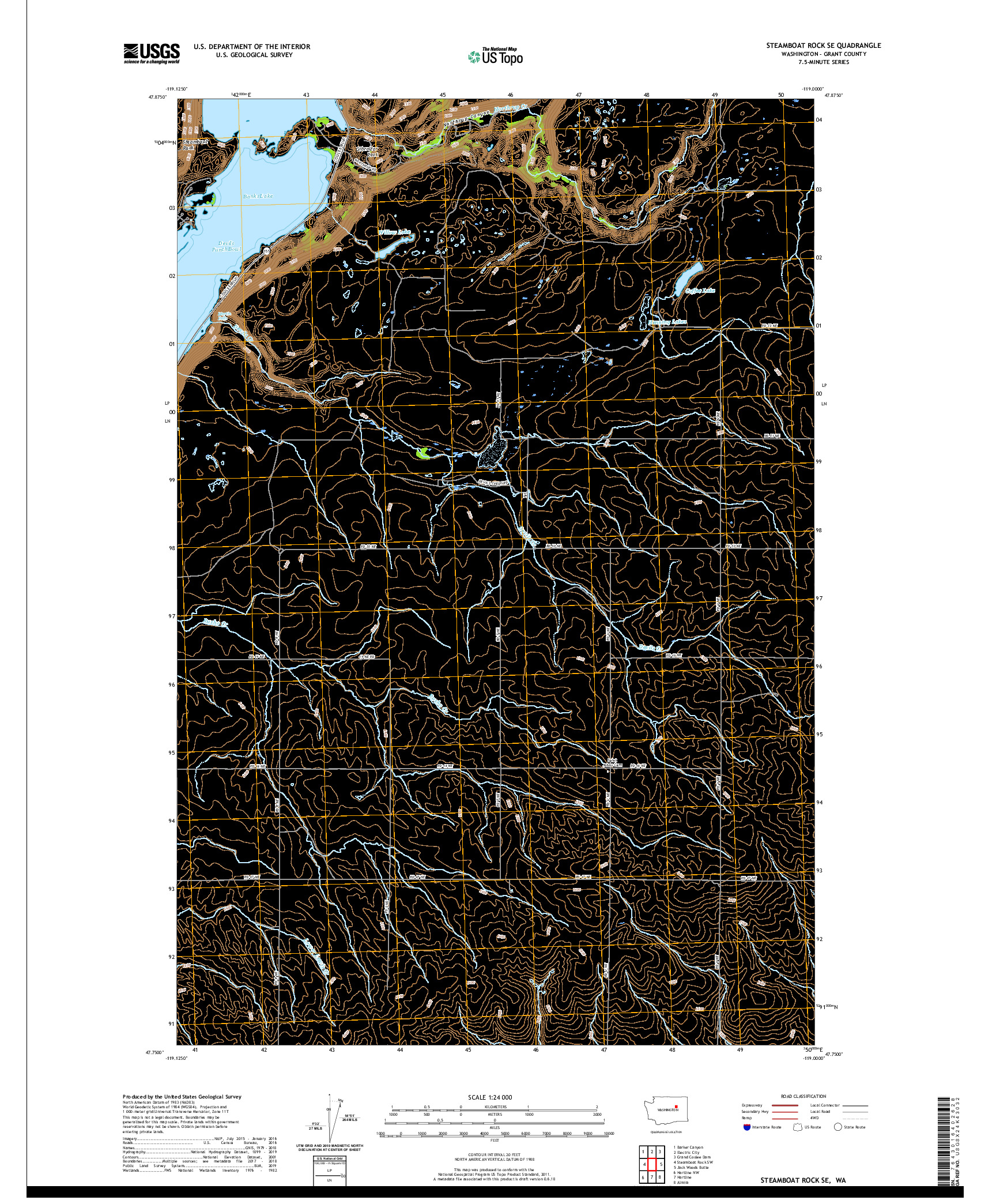 USGS US TOPO 7.5-MINUTE MAP FOR STEAMBOAT ROCK SE, WA 2020