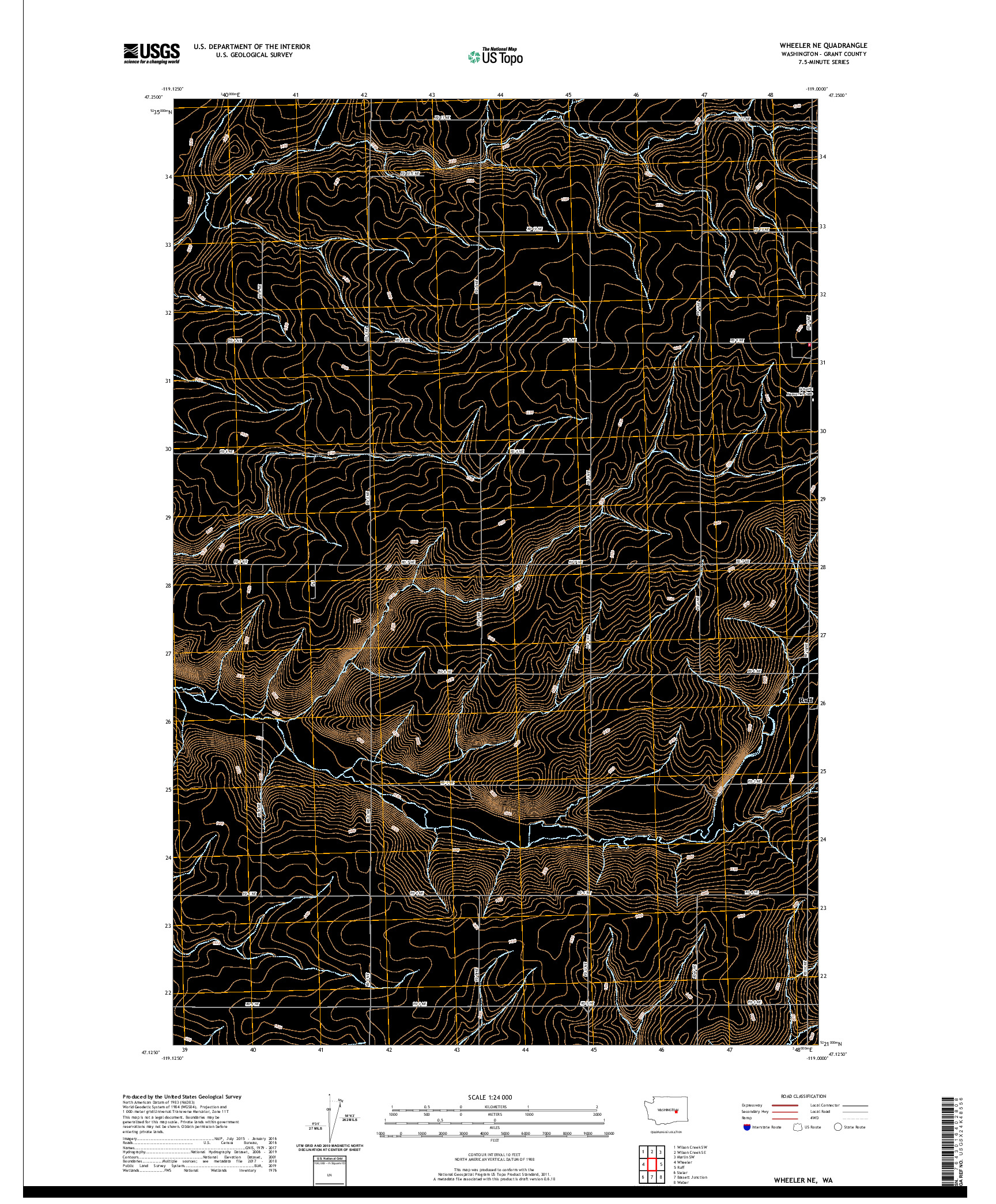 USGS US TOPO 7.5-MINUTE MAP FOR WHEELER NE, WA 2020