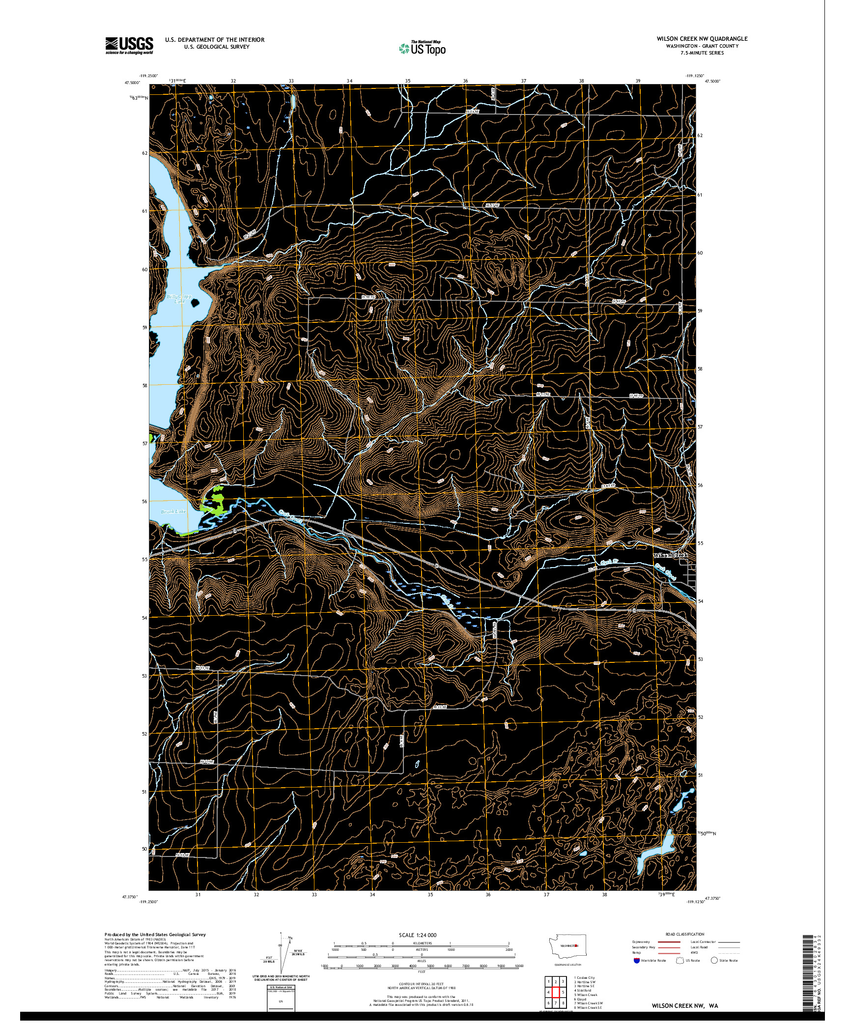 USGS US TOPO 7.5-MINUTE MAP FOR WILSON CREEK NW, WA 2020