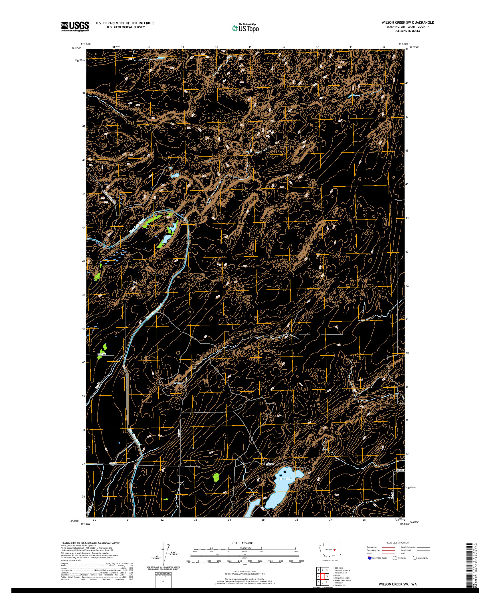 USGS US TOPO 7.5-MINUTE MAP FOR WILSON CREEK SW, WA 2020