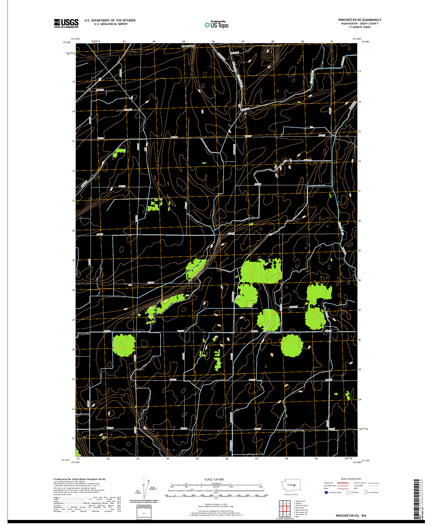 USGS US TOPO 7.5-MINUTE MAP FOR WINCHESTER NE, WA 2020