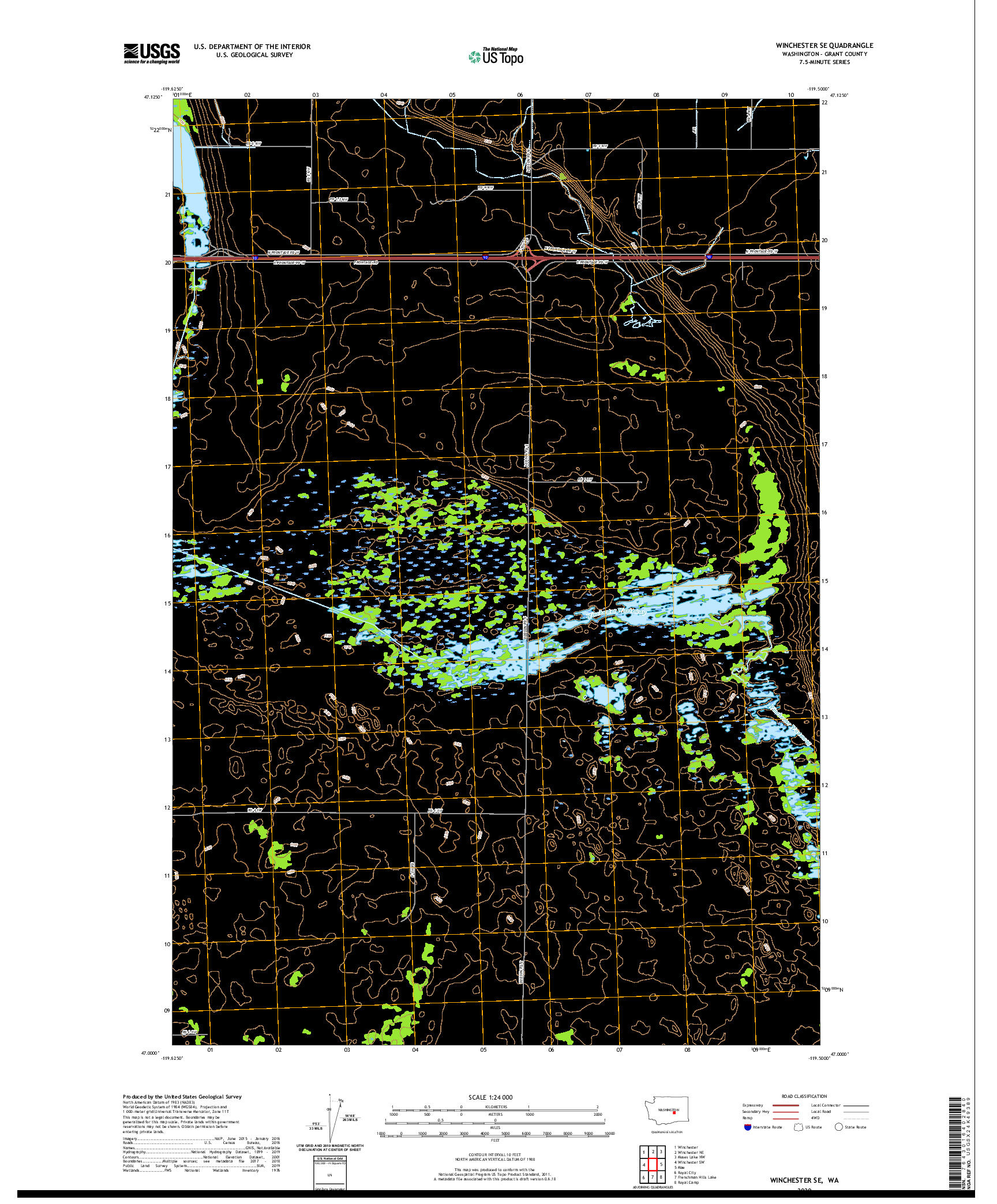 USGS US TOPO 7.5-MINUTE MAP FOR WINCHESTER SE, WA 2020