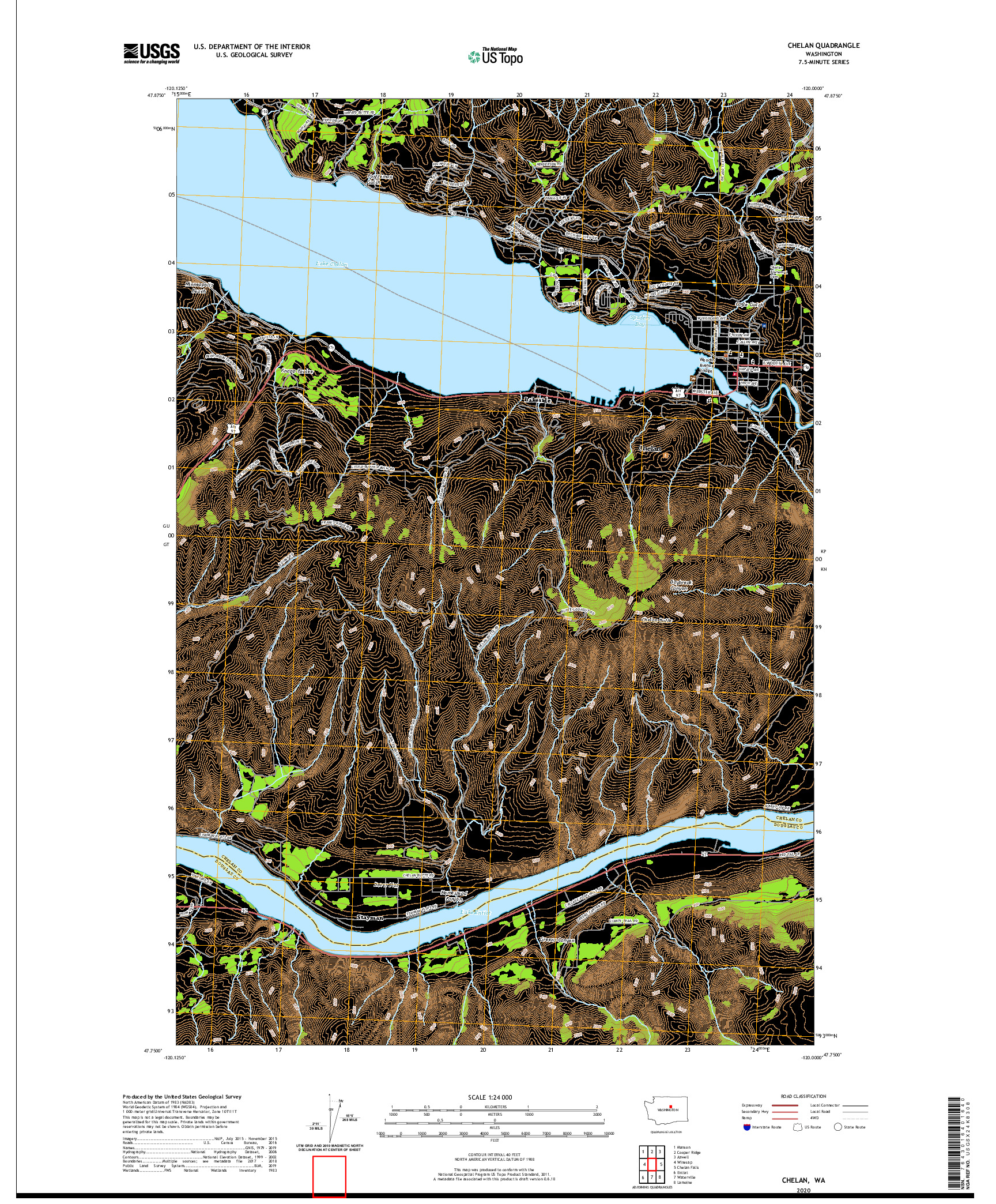 USGS US TOPO 7.5-MINUTE MAP FOR CHELAN, WA 2020