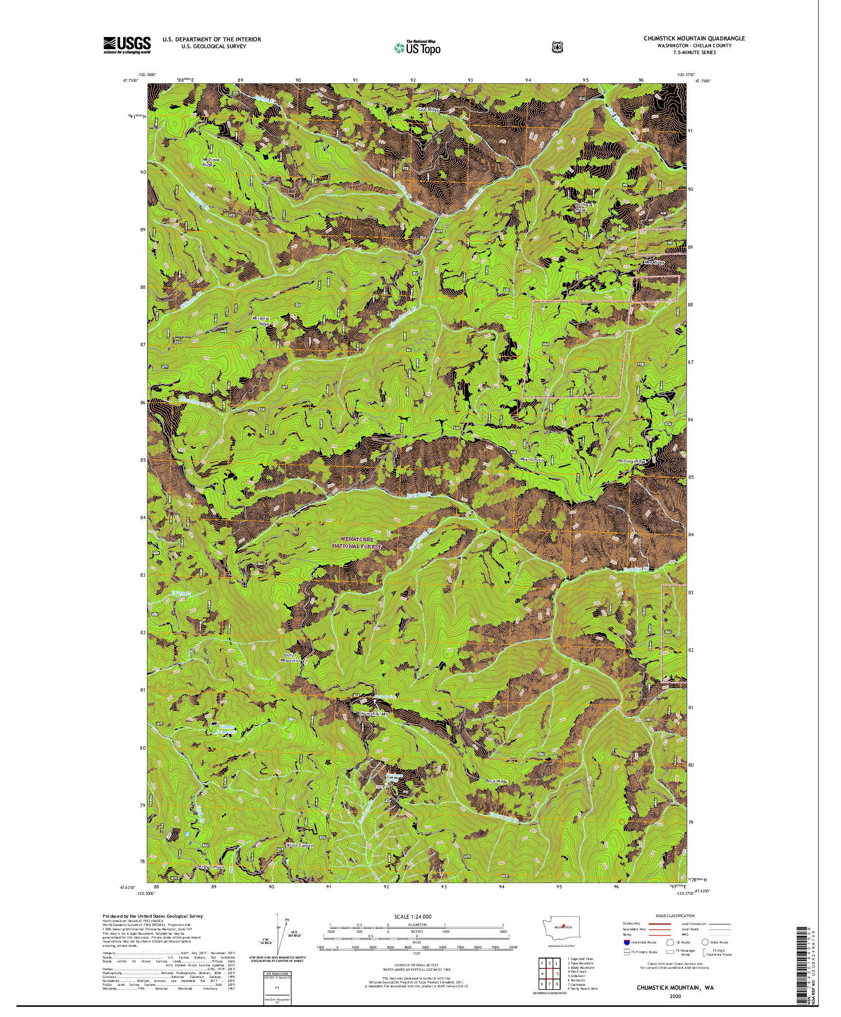 USGS US TOPO 7.5-MINUTE MAP FOR CHUMSTICK MOUNTAIN, WA 2020