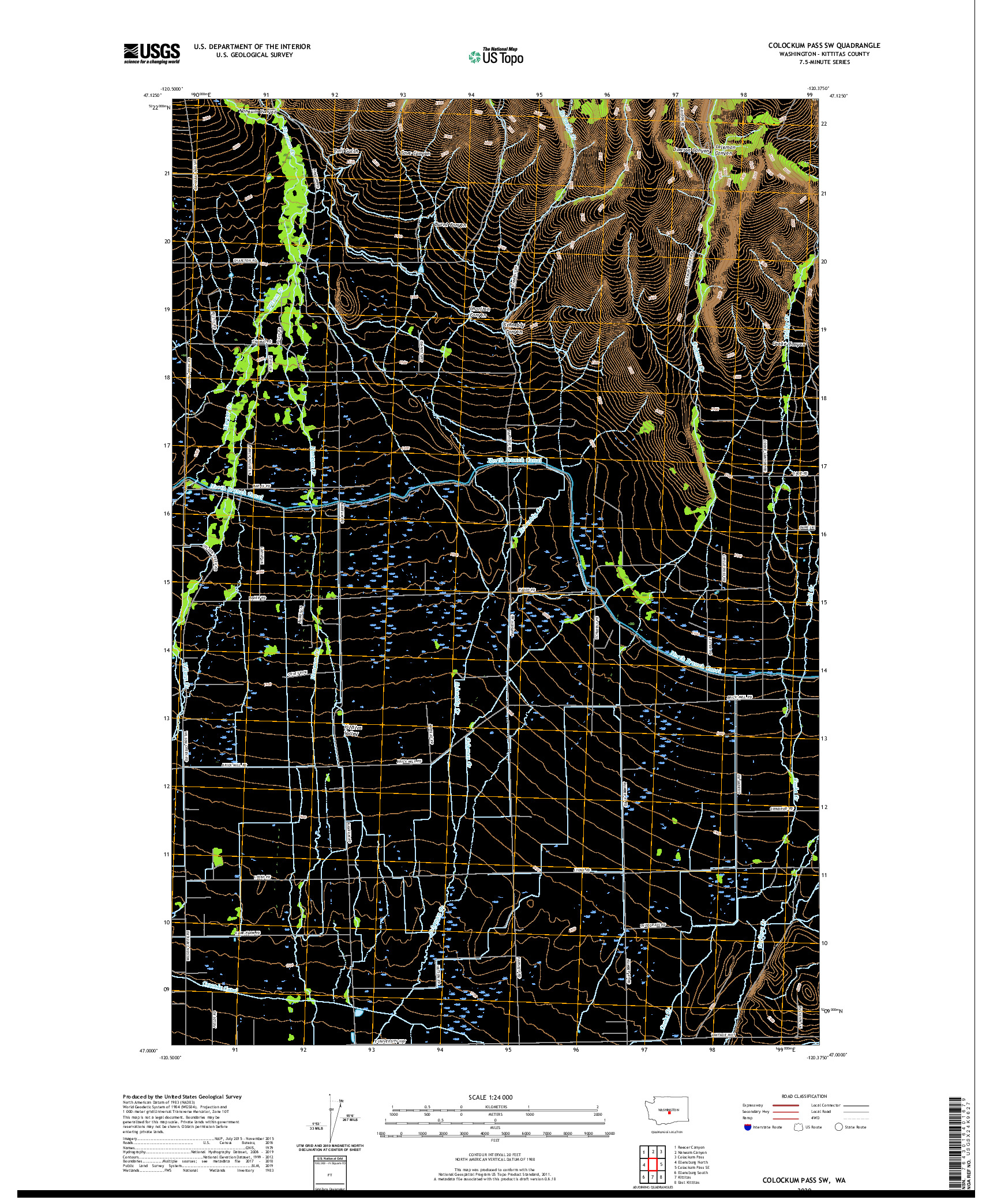 USGS US TOPO 7.5-MINUTE MAP FOR COLOCKUM PASS SW, WA 2020