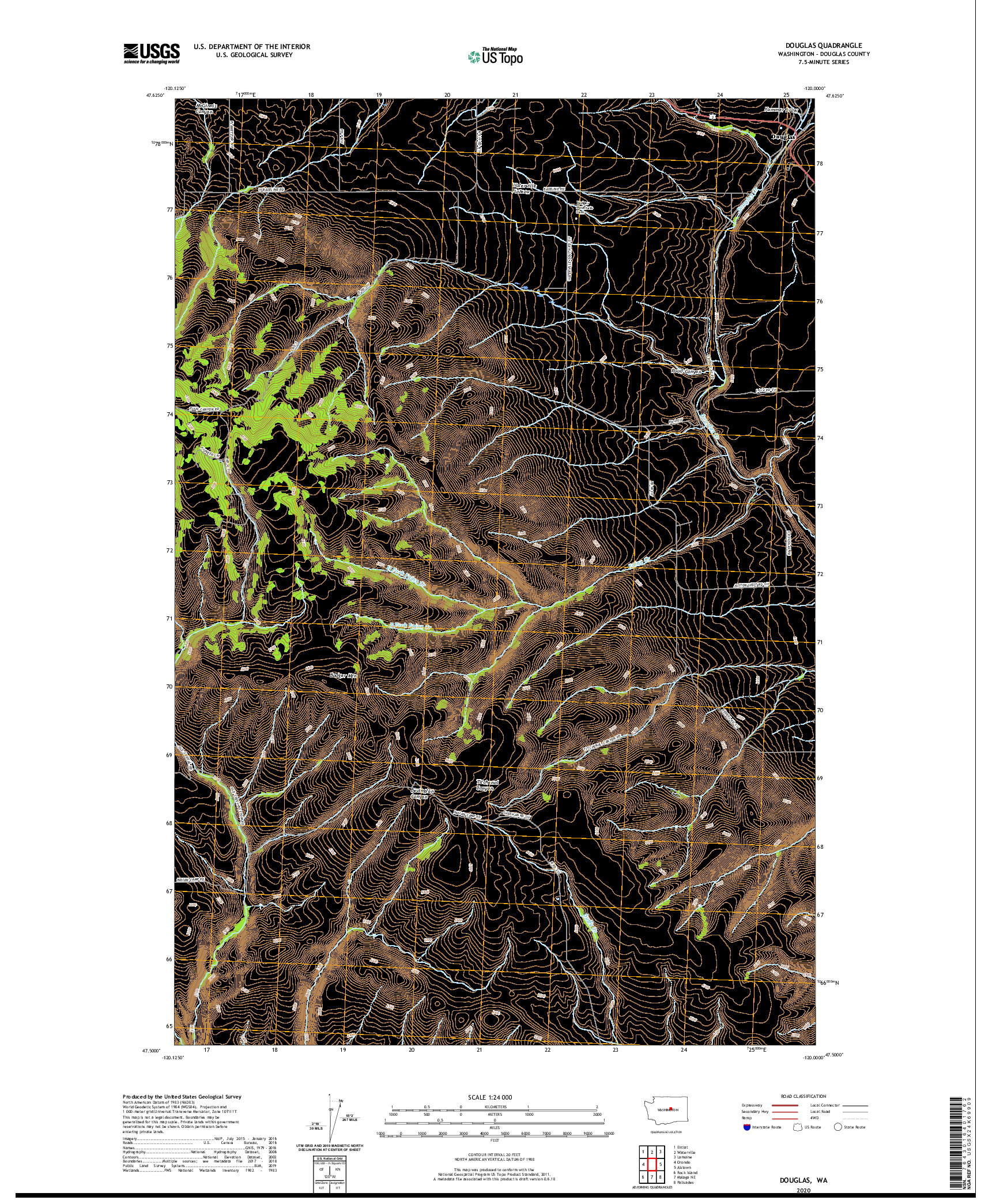 USGS US TOPO 7.5-MINUTE MAP FOR DOUGLAS, WA 2020