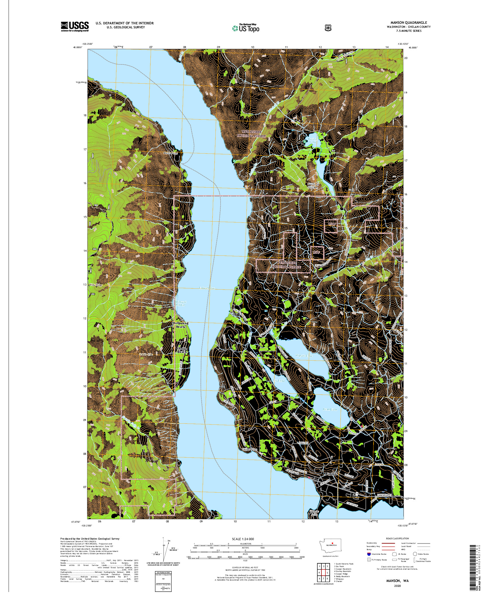 USGS US TOPO 7.5-MINUTE MAP FOR MANSON, WA 2020