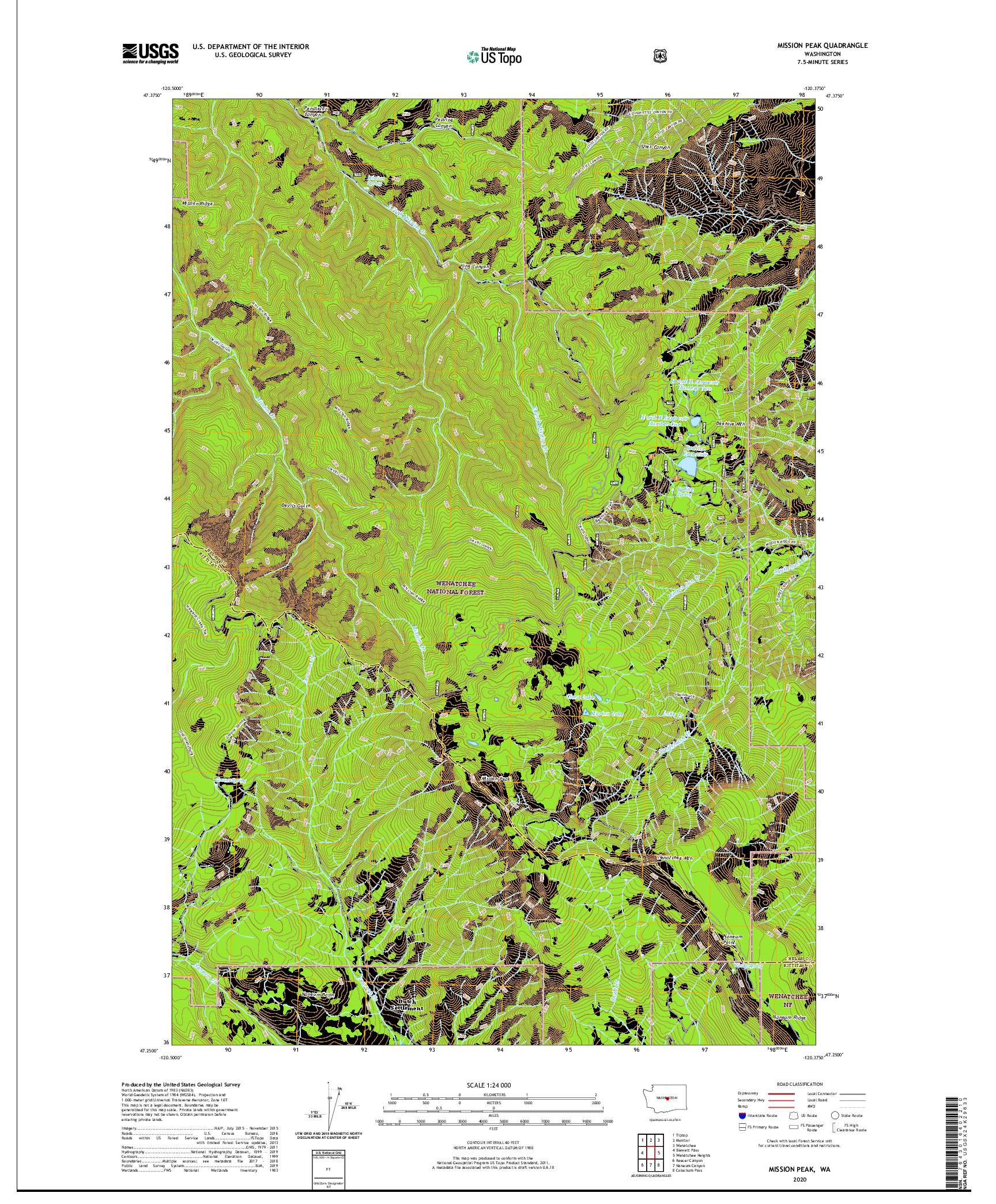 USGS US TOPO 7.5-MINUTE MAP FOR MISSION PEAK, WA 2020