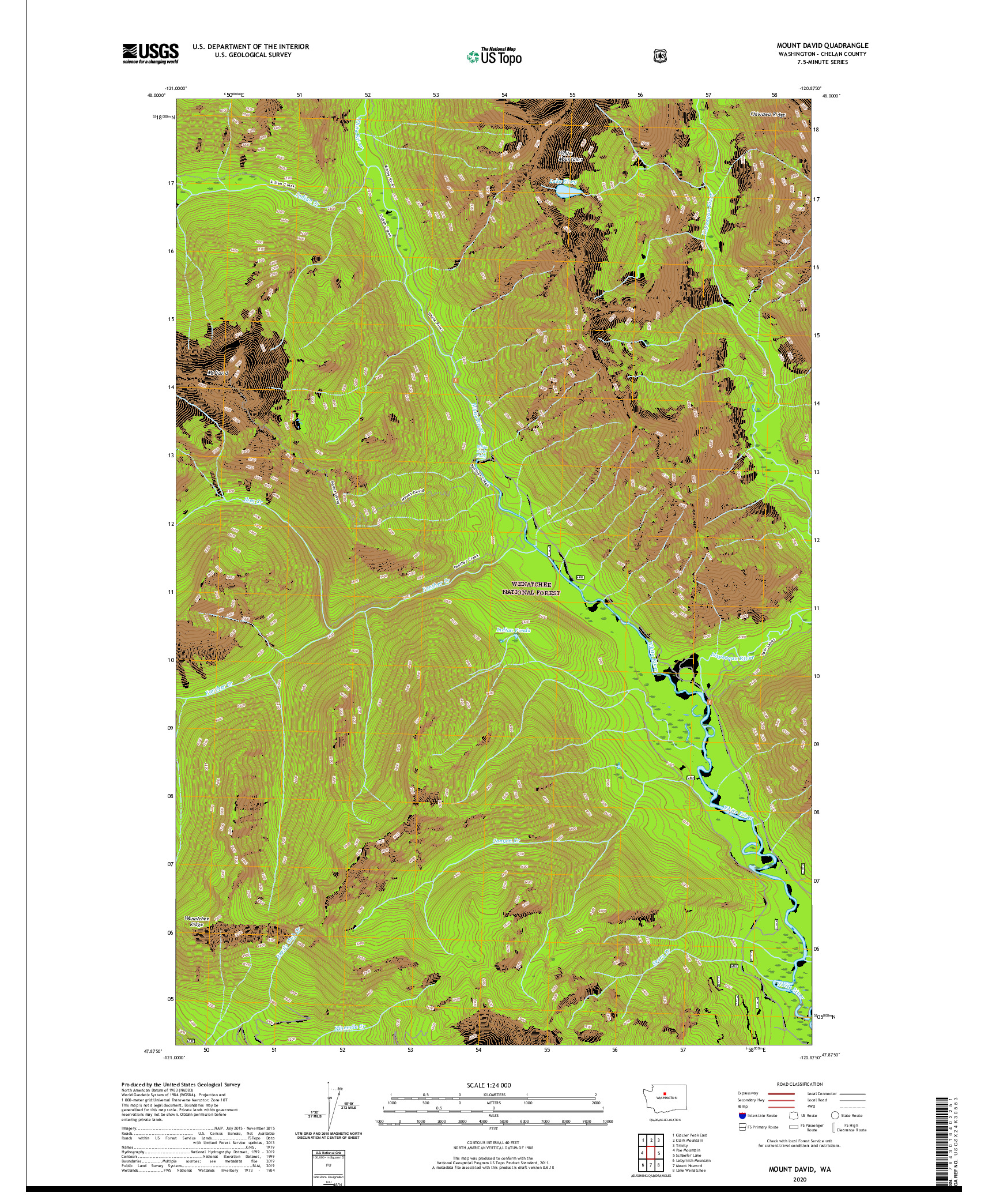 USGS US TOPO 7.5-MINUTE MAP FOR MOUNT DAVID, WA 2020