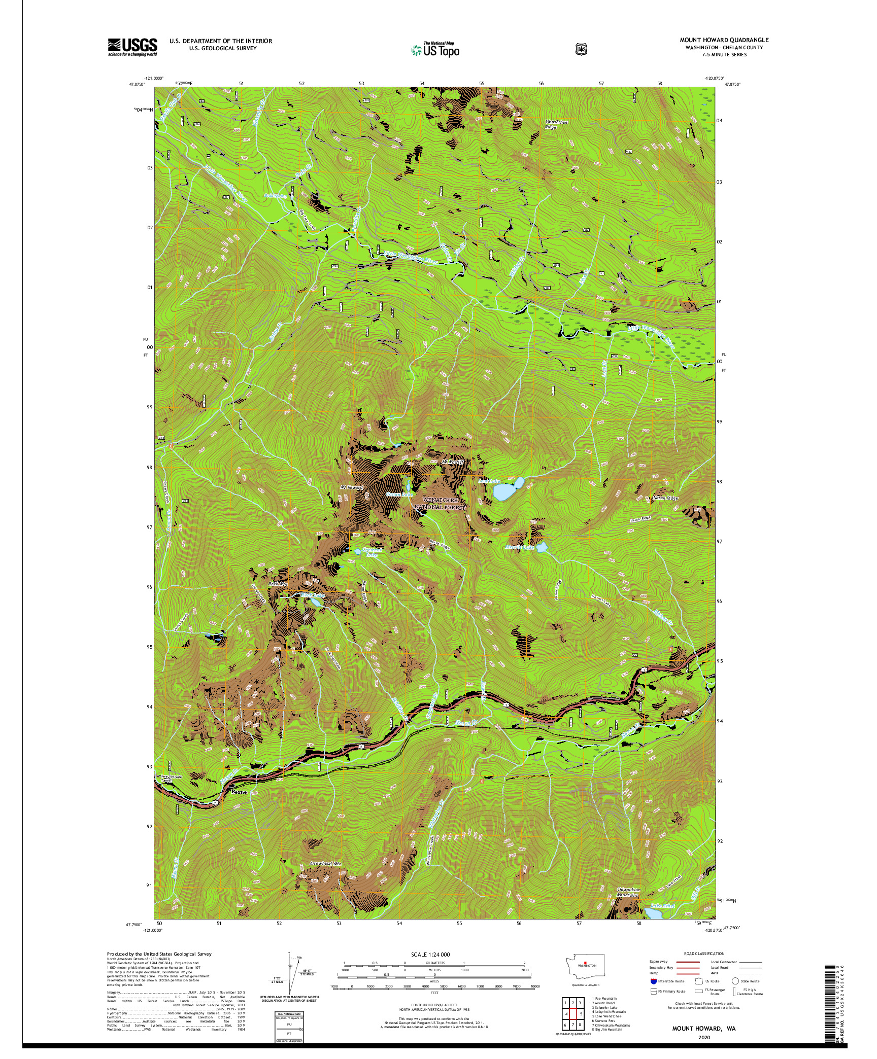 USGS US TOPO 7.5-MINUTE MAP FOR MOUNT HOWARD, WA 2020