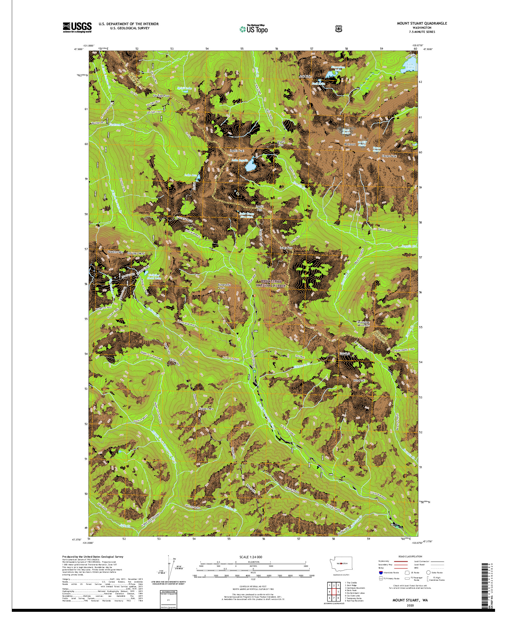 USGS US TOPO 7.5-MINUTE MAP FOR MOUNT STUART, WA 2020