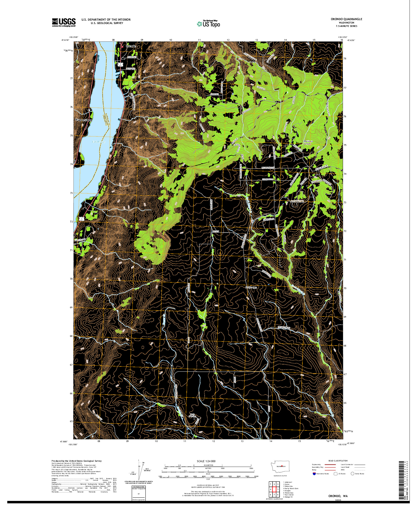 USGS US TOPO 7.5-MINUTE MAP FOR ORONDO, WA 2020
