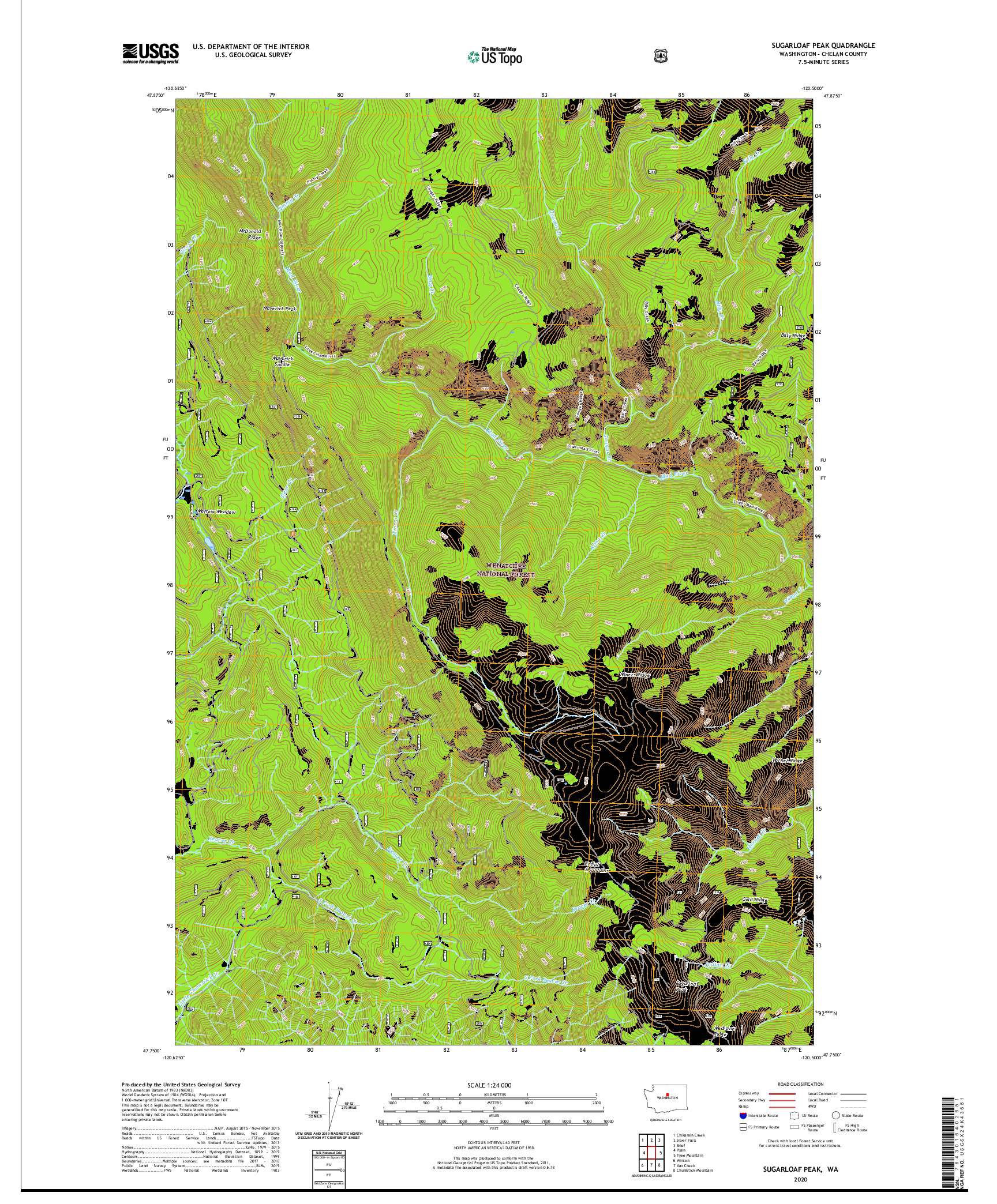 USGS US TOPO 7.5-MINUTE MAP FOR SUGARLOAF PEAK, WA 2020