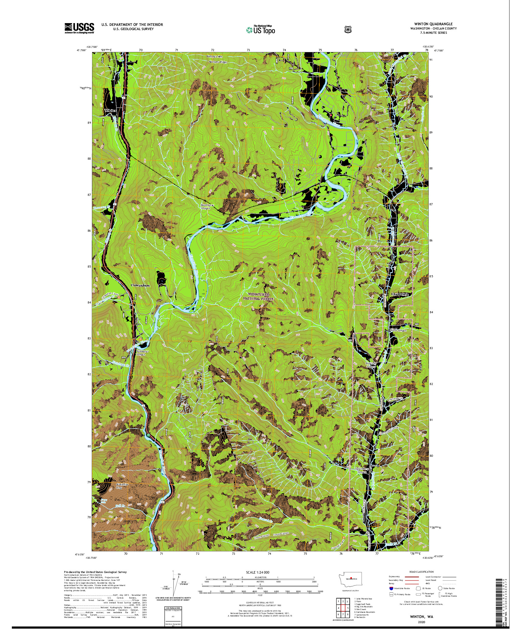 USGS US TOPO 7.5-MINUTE MAP FOR WINTON, WA 2020