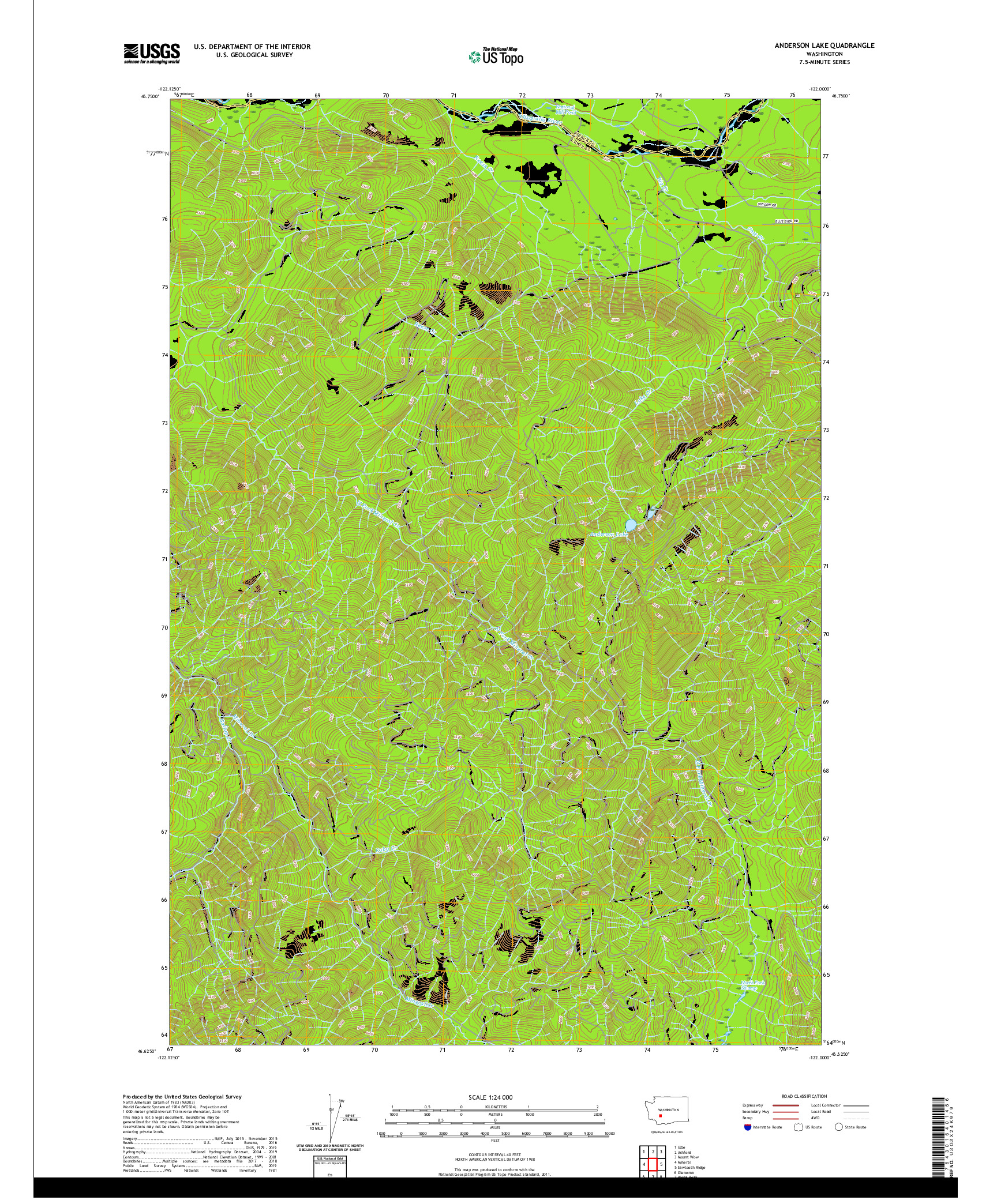 USGS US TOPO 7.5-MINUTE MAP FOR ANDERSON LAKE, WA 2020