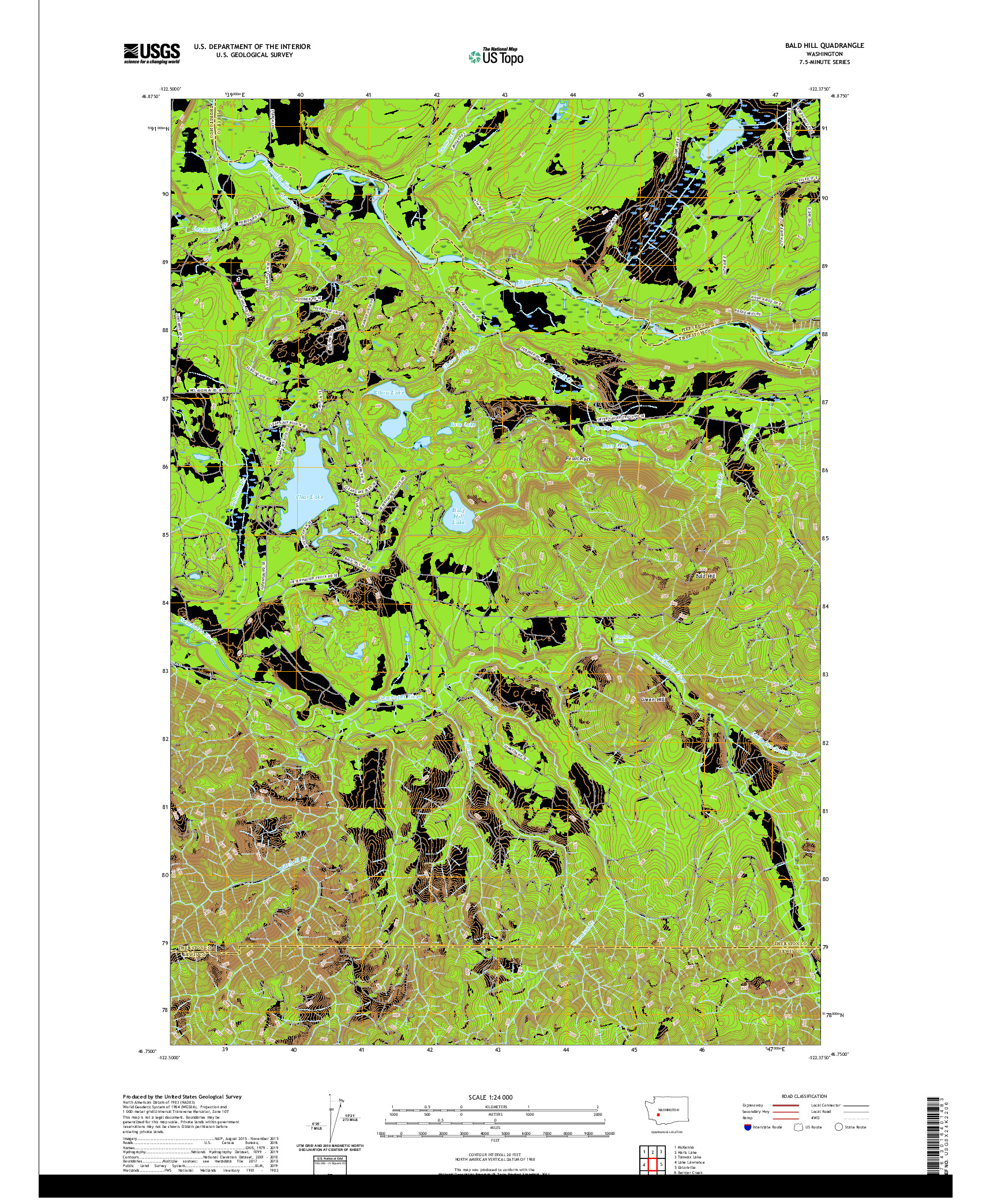 USGS US TOPO 7.5-MINUTE MAP FOR BALD HILL, WA 2020