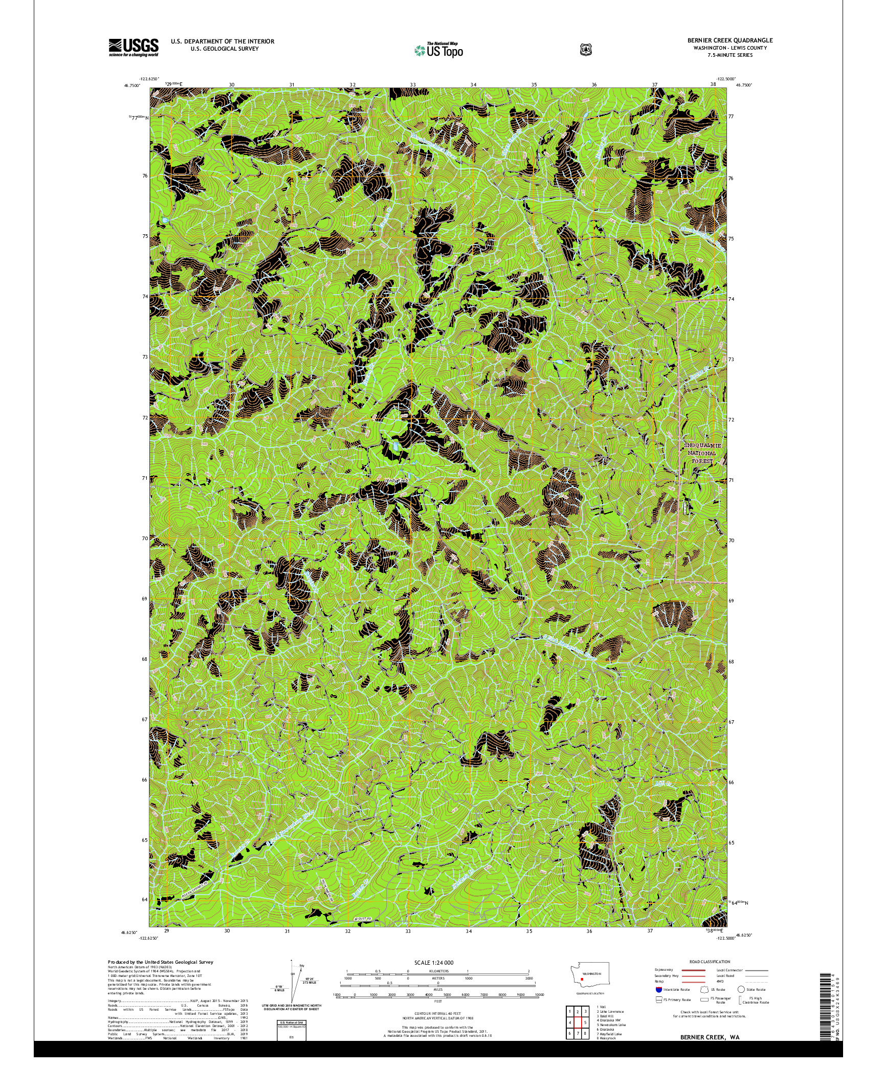 USGS US TOPO 7.5-MINUTE MAP FOR BERNIER CREEK, WA 2020