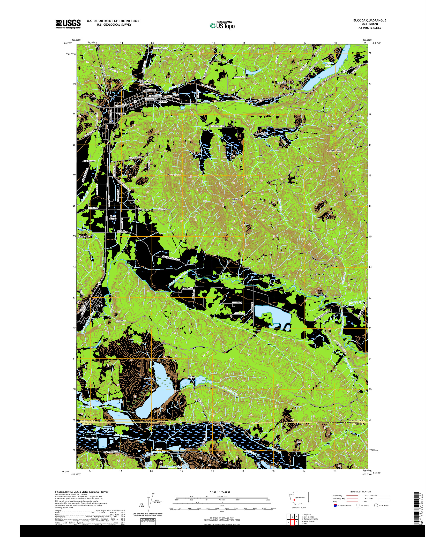 USGS US TOPO 7.5-MINUTE MAP FOR BUCODA, WA 2020