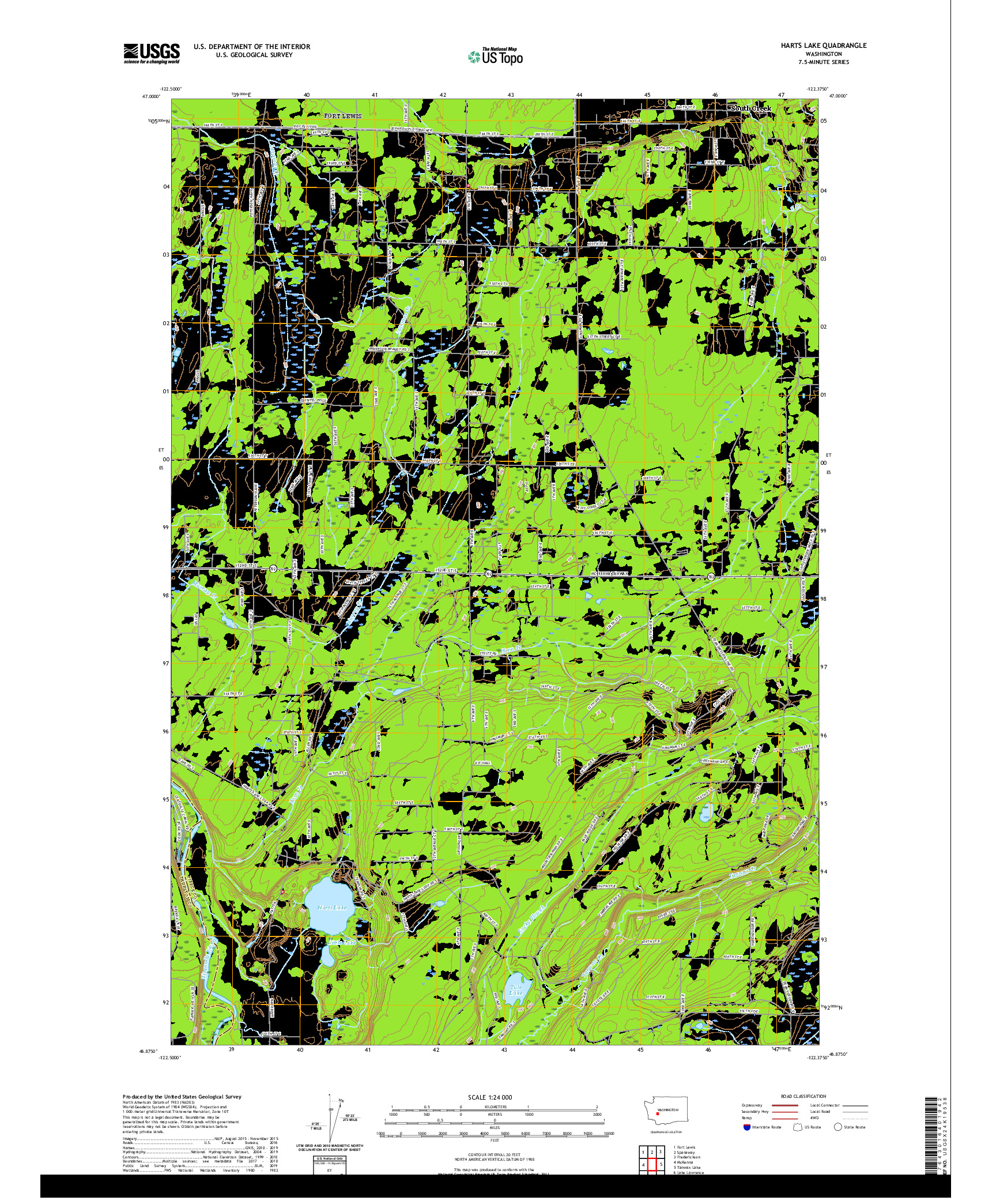 USGS US TOPO 7.5-MINUTE MAP FOR HARTS LAKE, WA 2020