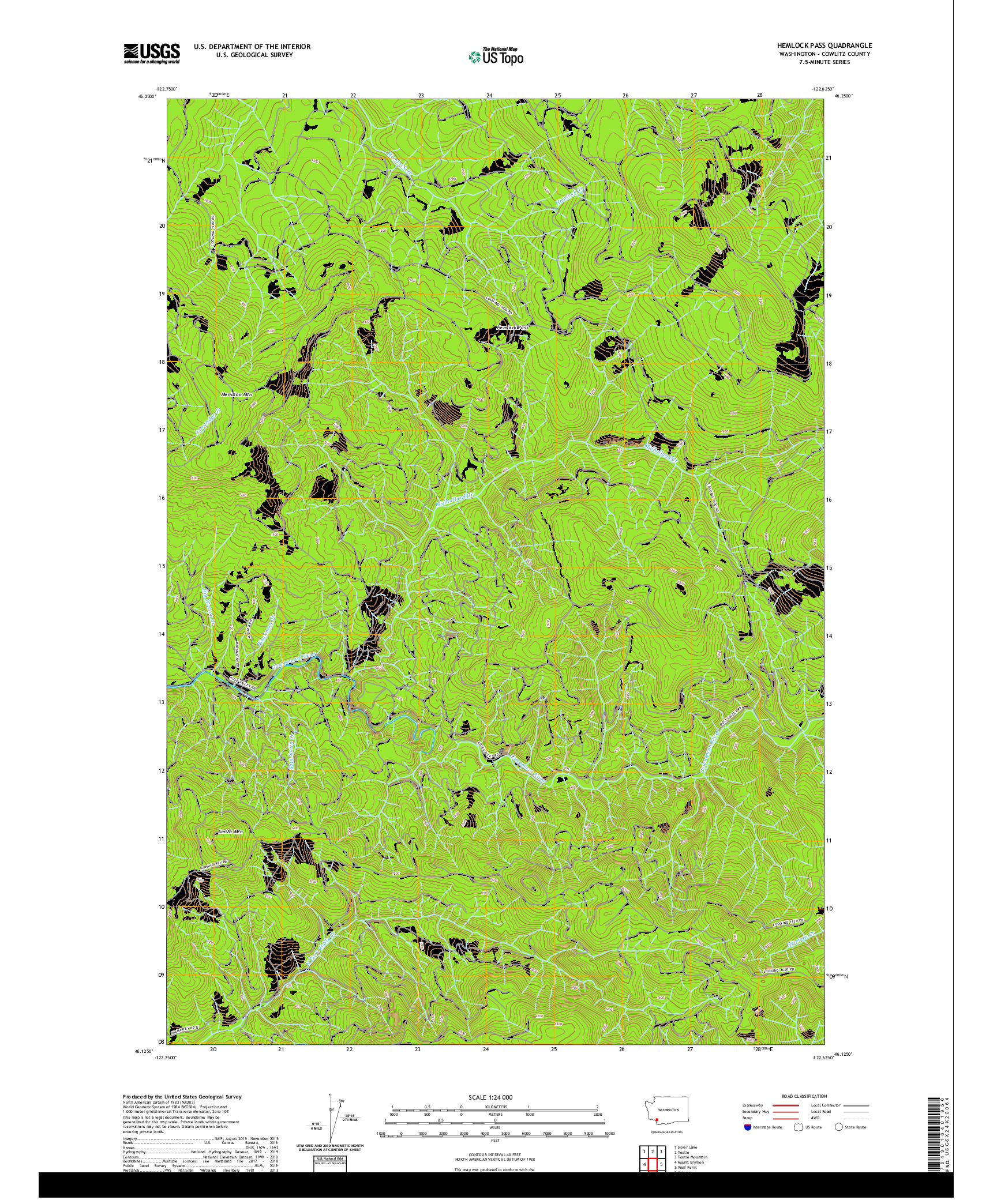 USGS US TOPO 7.5-MINUTE MAP FOR HEMLOCK PASS, WA 2020