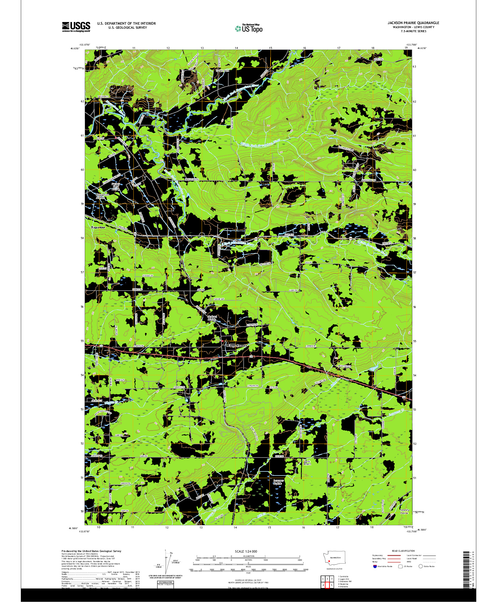 USGS US TOPO 7.5-MINUTE MAP FOR JACKSON PRAIRIE, WA 2020