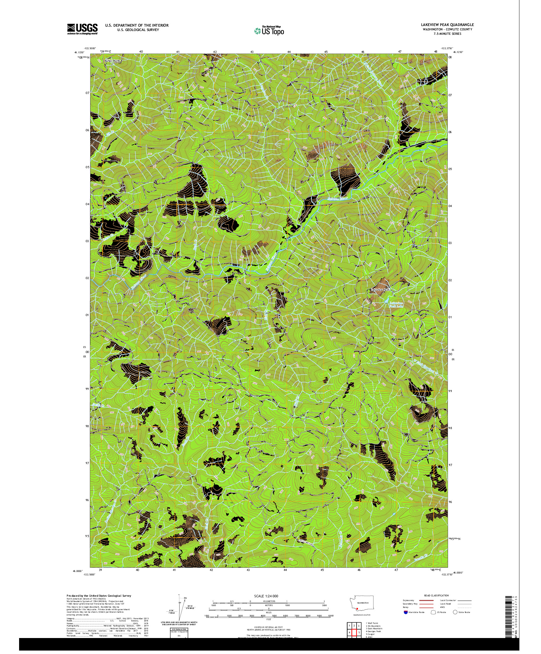 USGS US TOPO 7.5-MINUTE MAP FOR LAKEVIEW PEAK, WA 2020