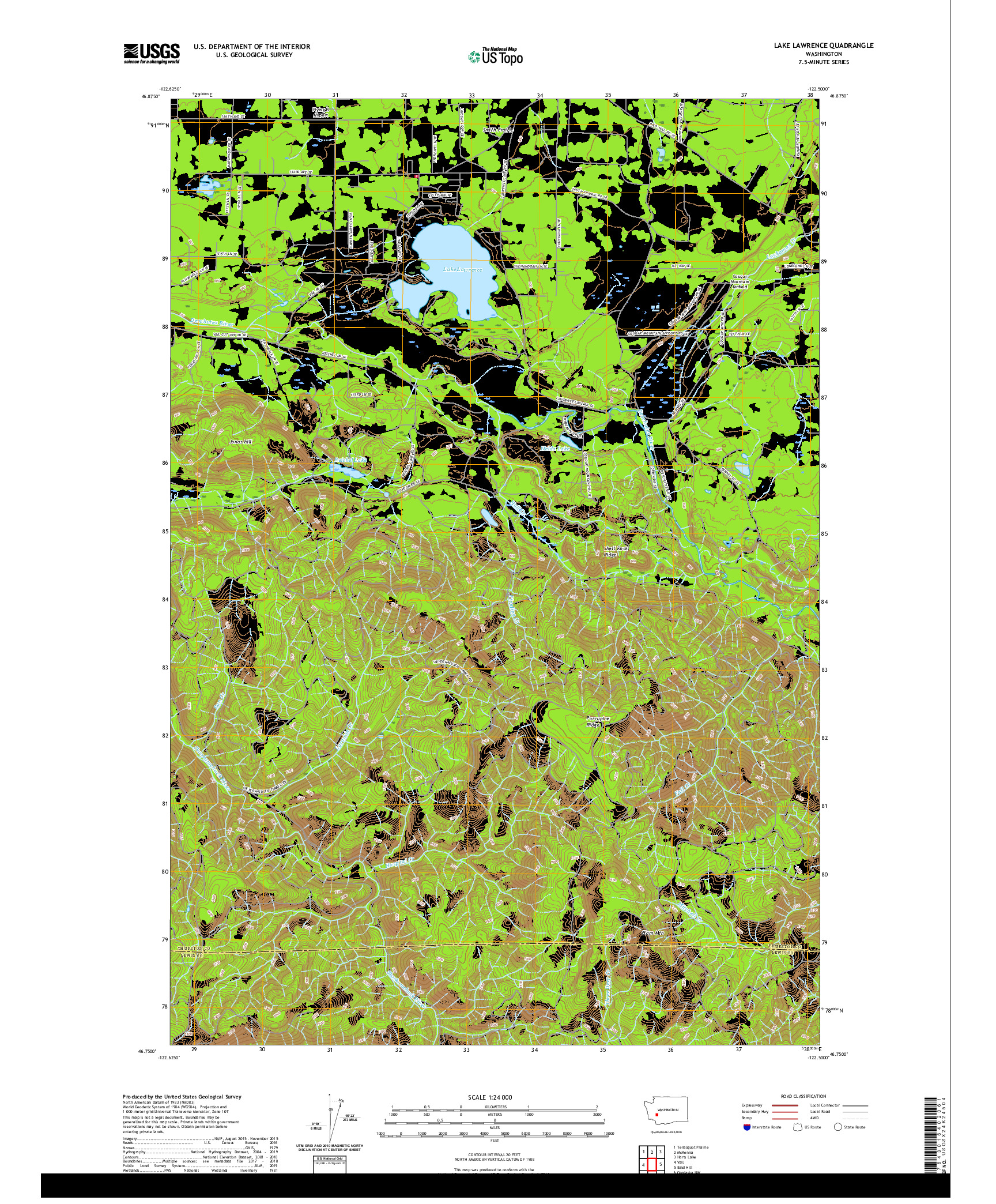 USGS US TOPO 7.5-MINUTE MAP FOR LAKE LAWRENCE, WA 2020