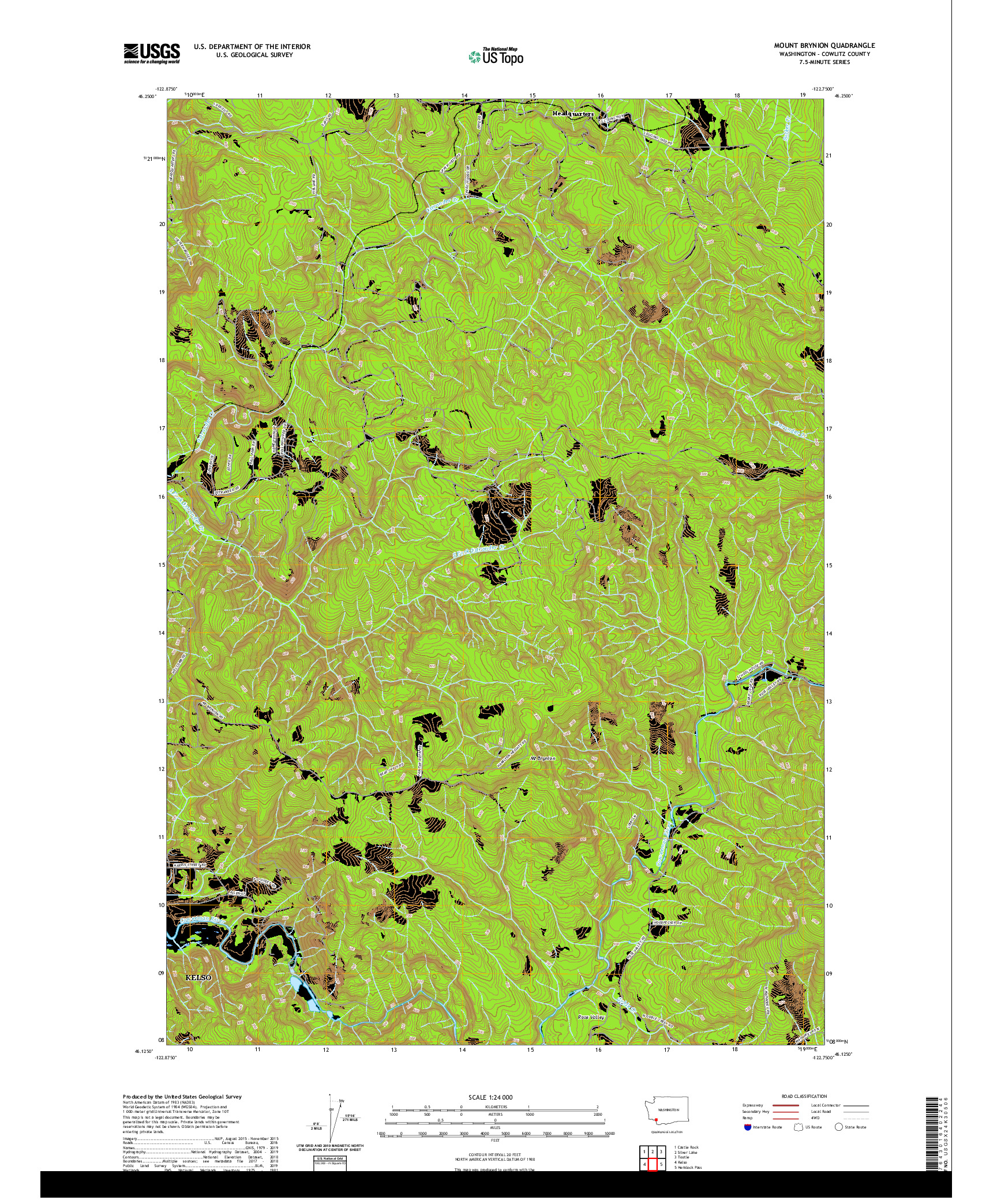 USGS US TOPO 7.5-MINUTE MAP FOR MOUNT BRYNION, WA 2020