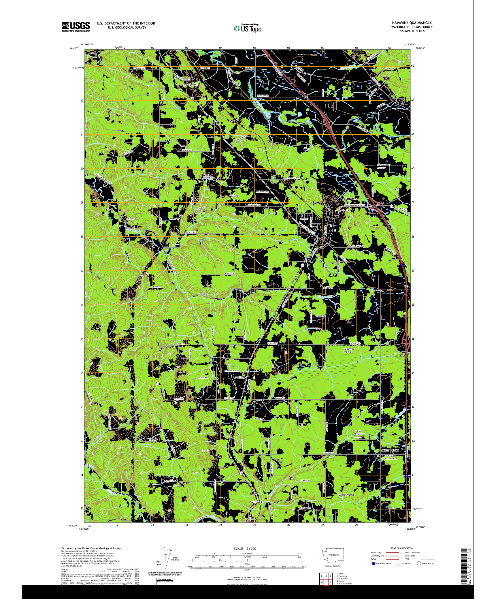 USGS US TOPO 7.5-MINUTE MAP FOR NAPAVINE, WA 2020