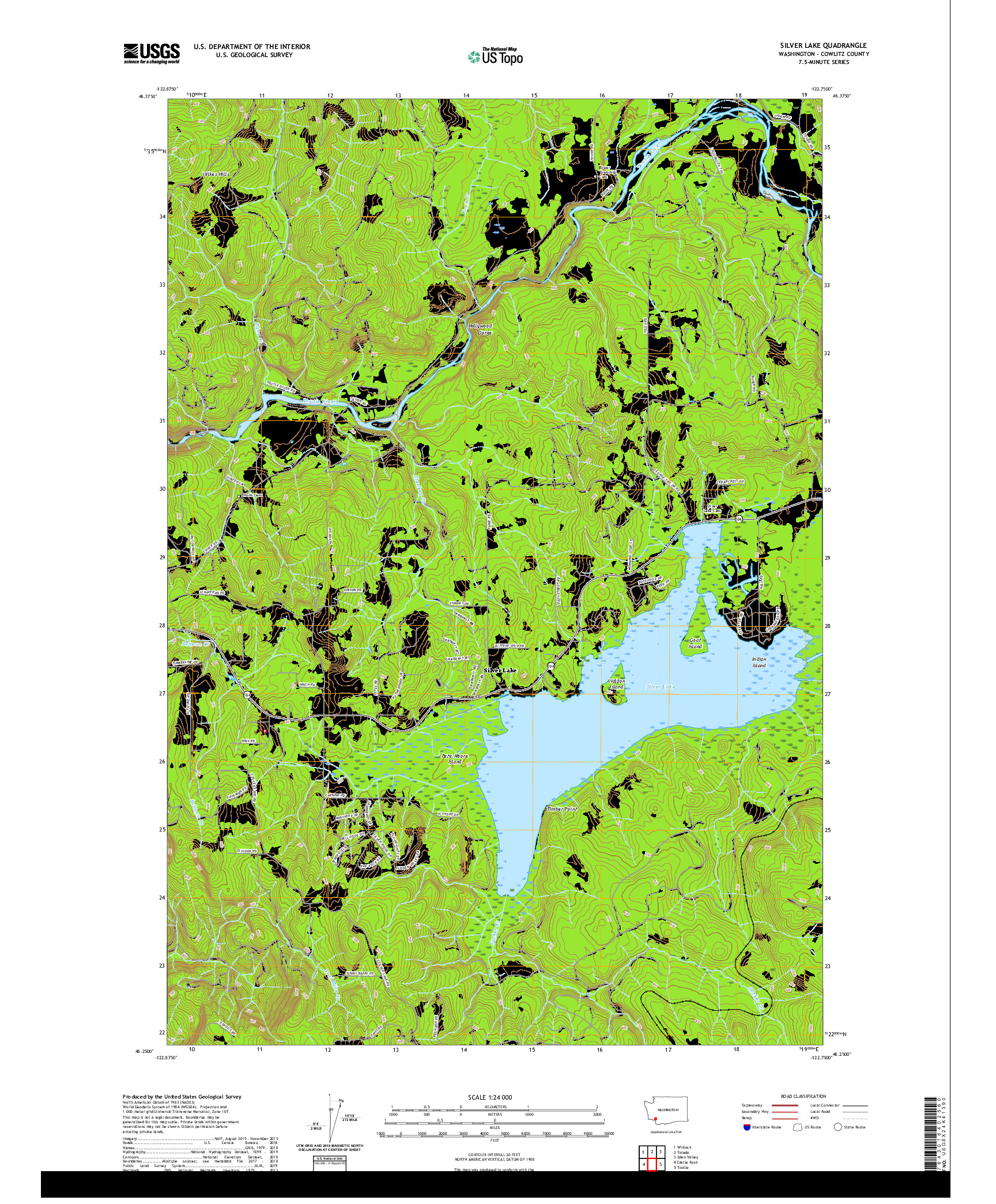 USGS US TOPO 7.5-MINUTE MAP FOR SILVER LAKE, WA 2020