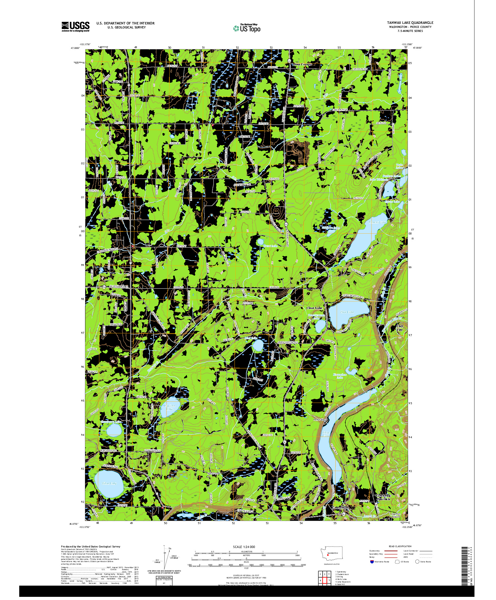 USGS US TOPO 7.5-MINUTE MAP FOR TANWAX LAKE, WA 2020