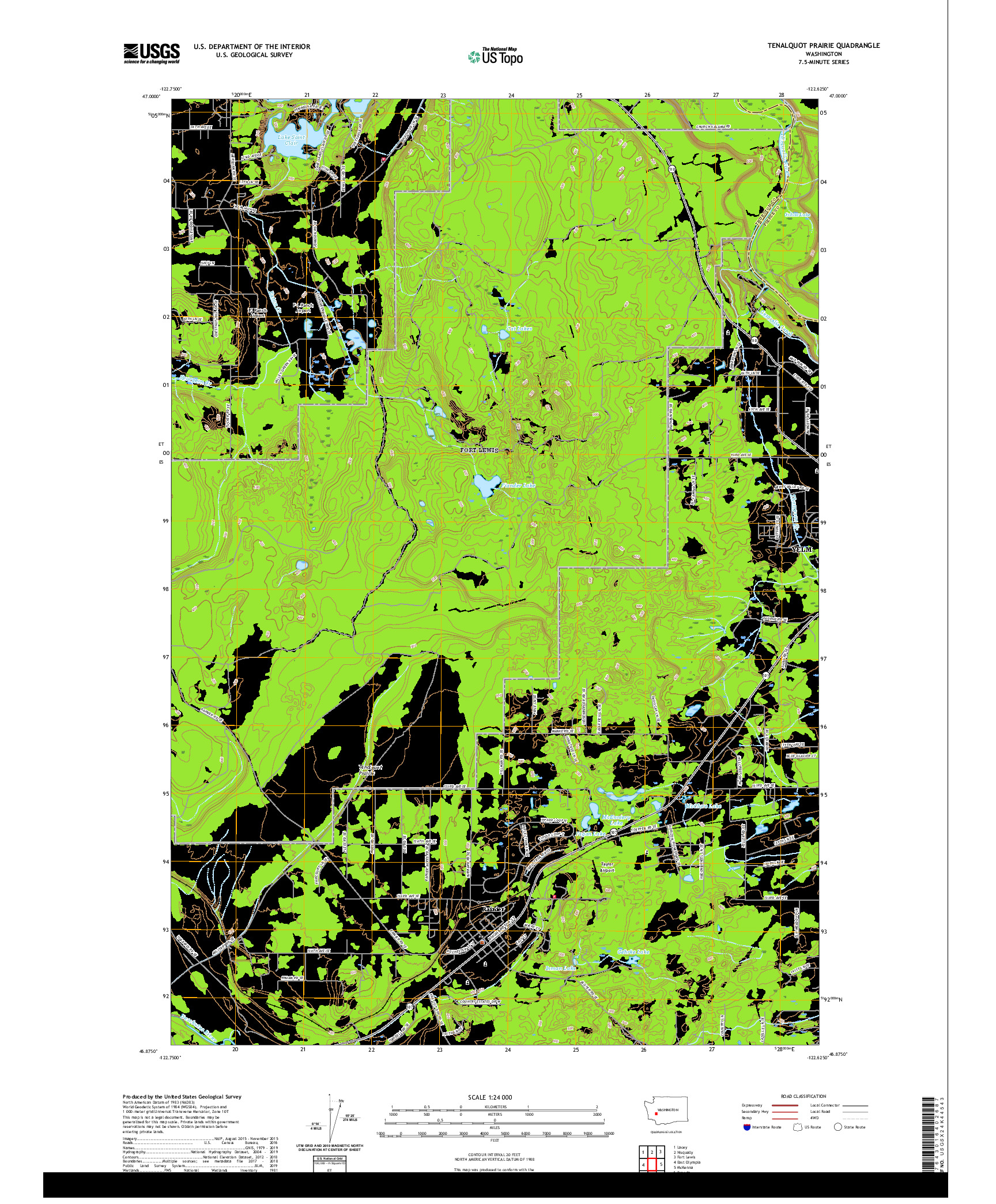 USGS US TOPO 7.5-MINUTE MAP FOR TENALQUOT PRAIRIE, WA 2020