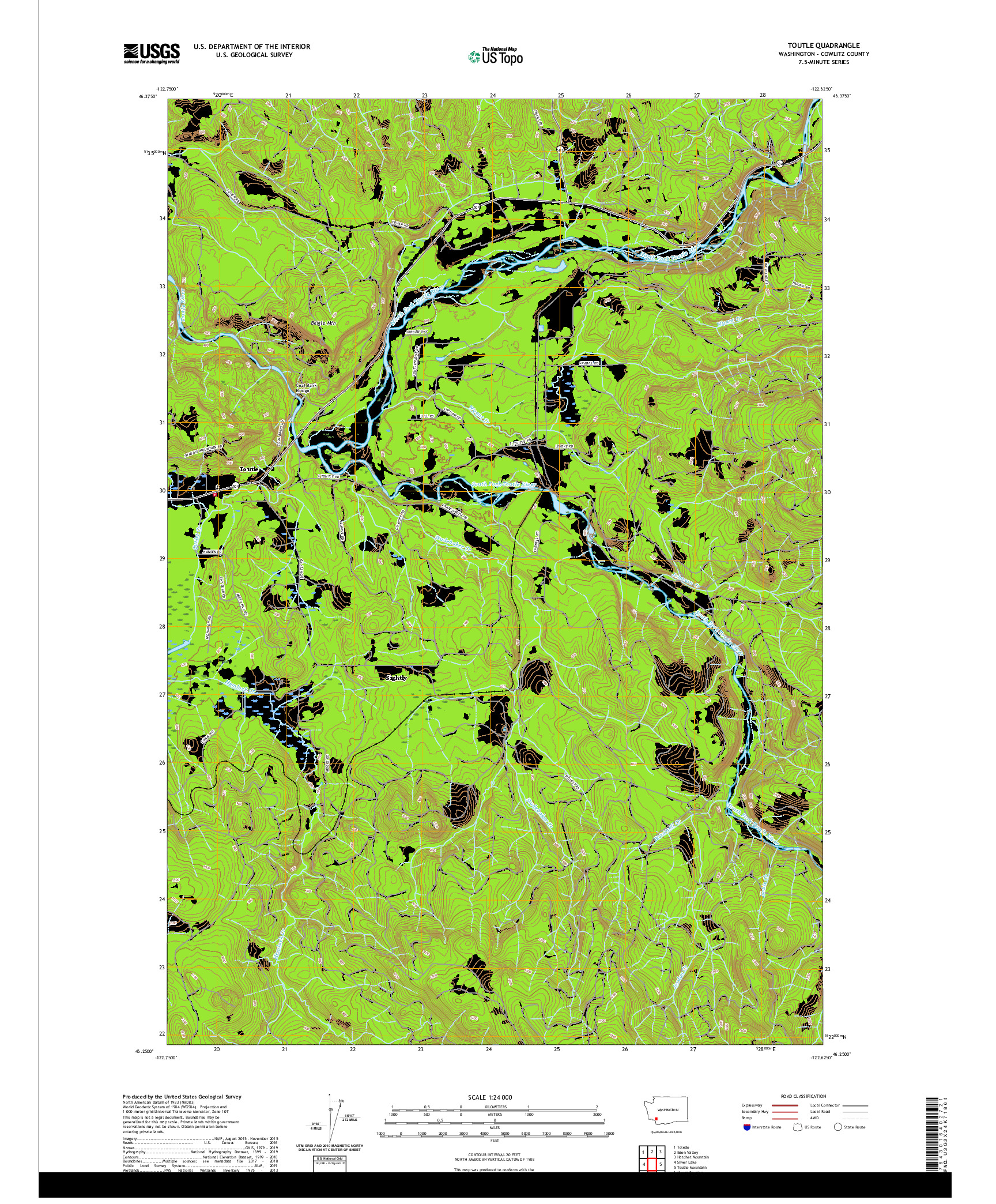 USGS US TOPO 7.5-MINUTE MAP FOR TOUTLE, WA 2020