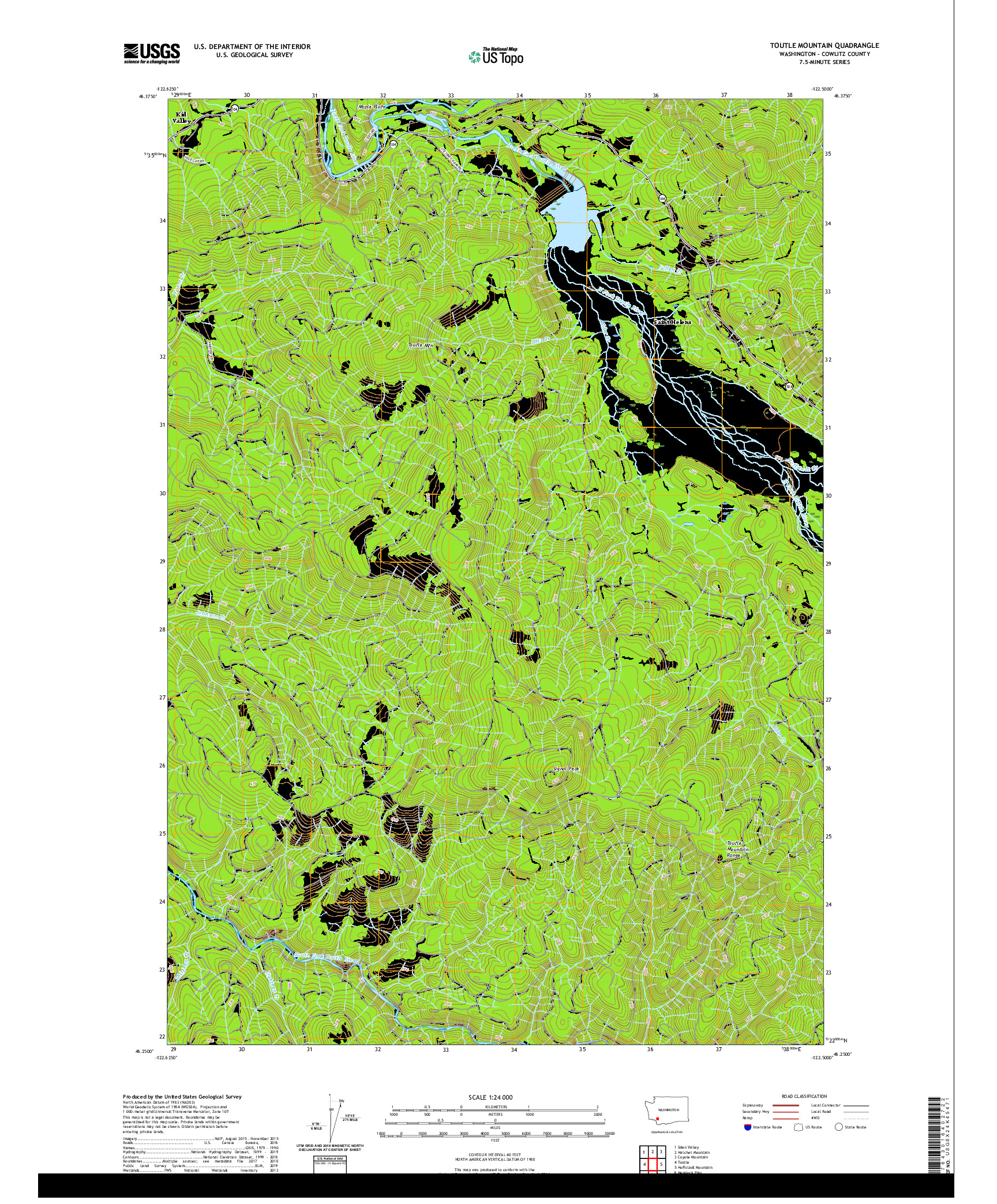 USGS US TOPO 7.5-MINUTE MAP FOR TOUTLE MOUNTAIN, WA 2020