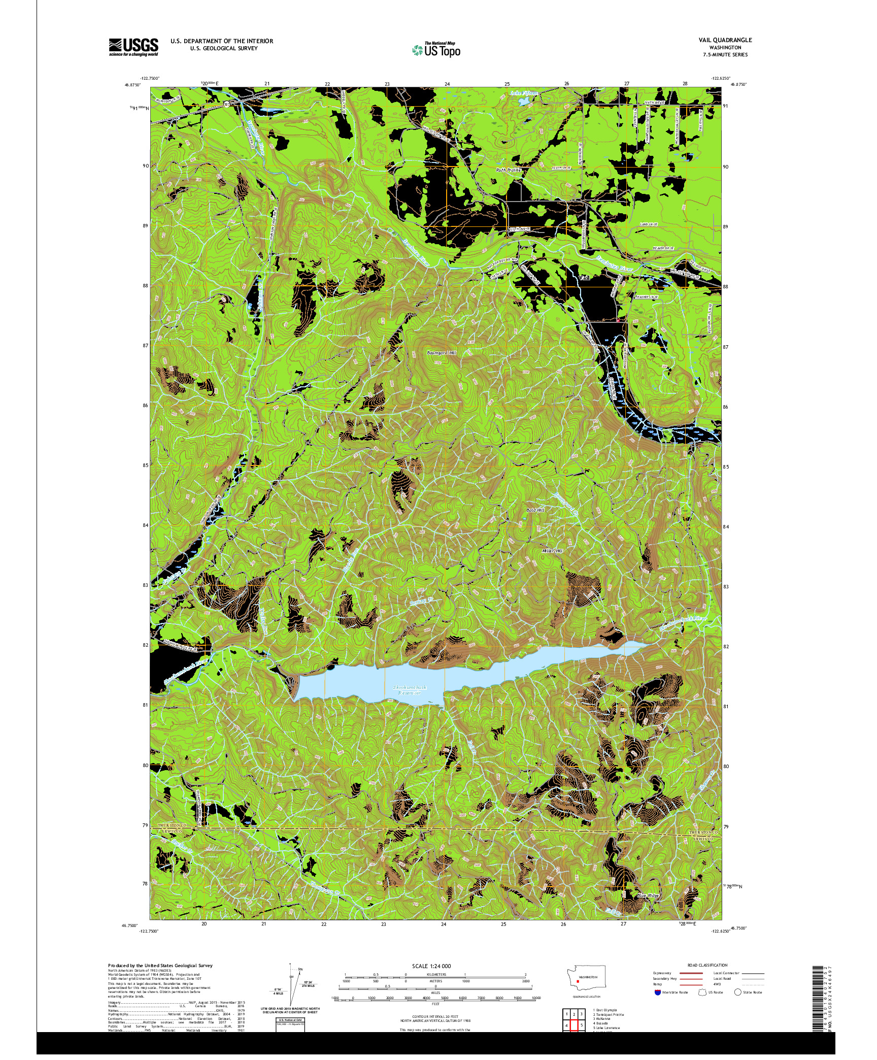 USGS US TOPO 7.5-MINUTE MAP FOR VAIL, WA 2020