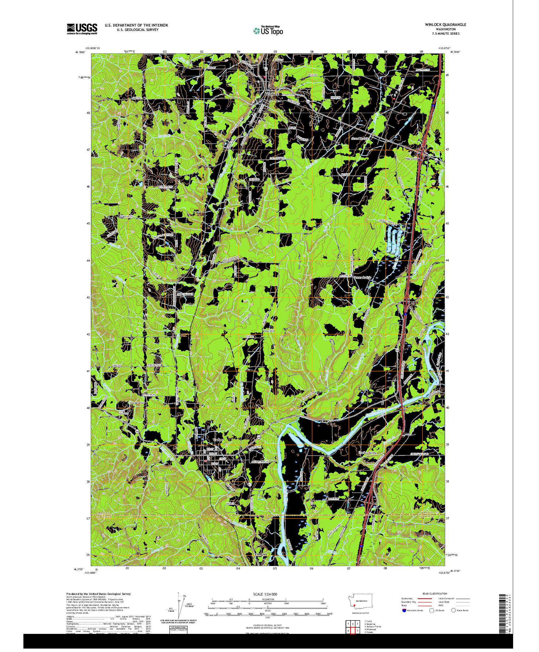 USGS US TOPO 7.5-MINUTE MAP FOR WINLOCK, WA 2020